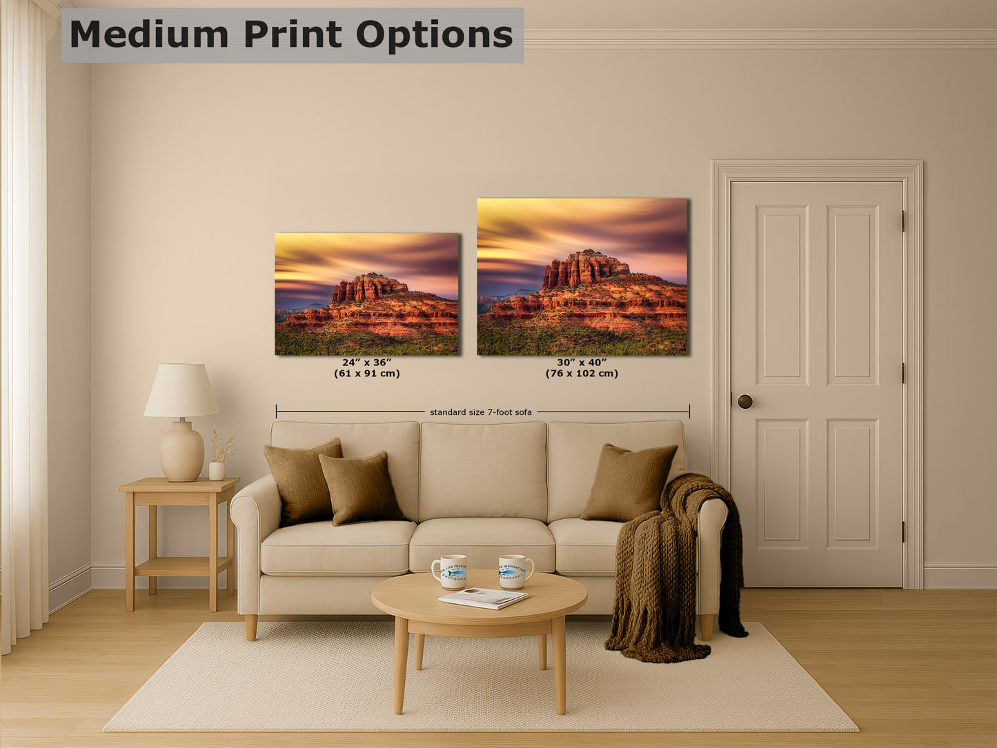 Cathedral Rock Sunset, Sedona Arizona Desert Picture Nature Photo Relaxation Artwork for Meditation, Office, and House Decor