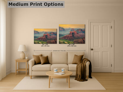 Cathedral Rock Aerial Sunrise, Sedona Arizona Desert Picture Nature Photo Relaxation Artwork for Meditation, Office, and House Decor