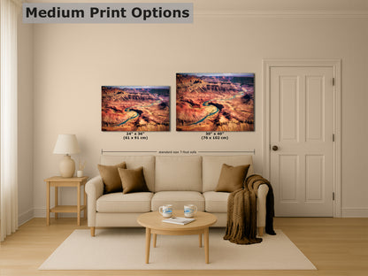 Grand Canyon National Park, Aerial Arizona Desert Picture Nature Photo, Bohemian Style Relaxation Artwork for Meditation, Apartment, Office & House Decor