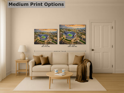 Denver Broncos Football Stadium | Mile High Stadium Denver Colorado Skyline Print | Sports Decor, Man Cave Art