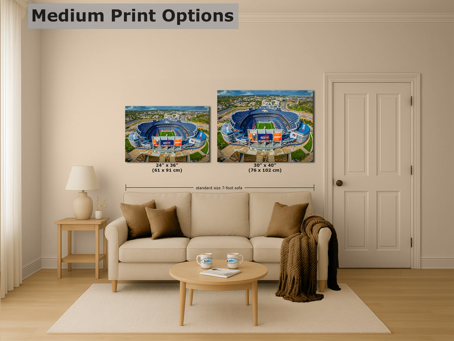 Denver Broncos Football Stadium, Mile High Stadium Denver Colorado Skyline Print, Sports Decor, Man Cave Art