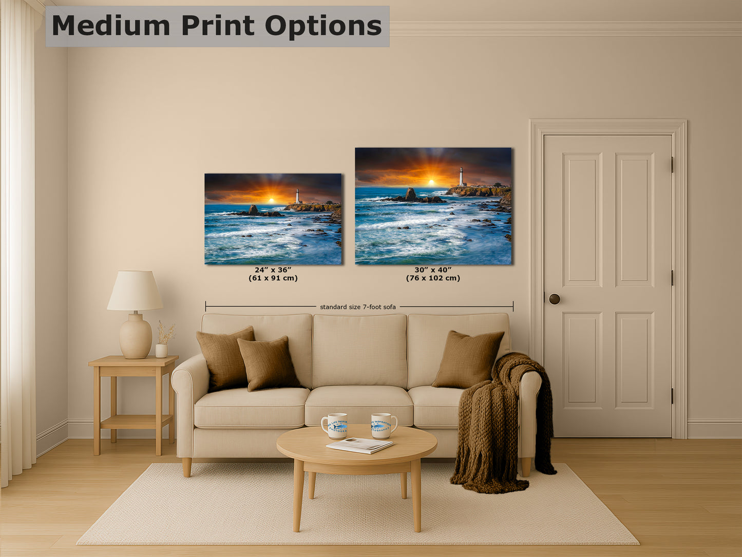 Pigeon Point Lighthouse Picture, California Coastline Ocean Picture, Relaxation Artwork Nature Photo for Meditation, Office, and House Decor
