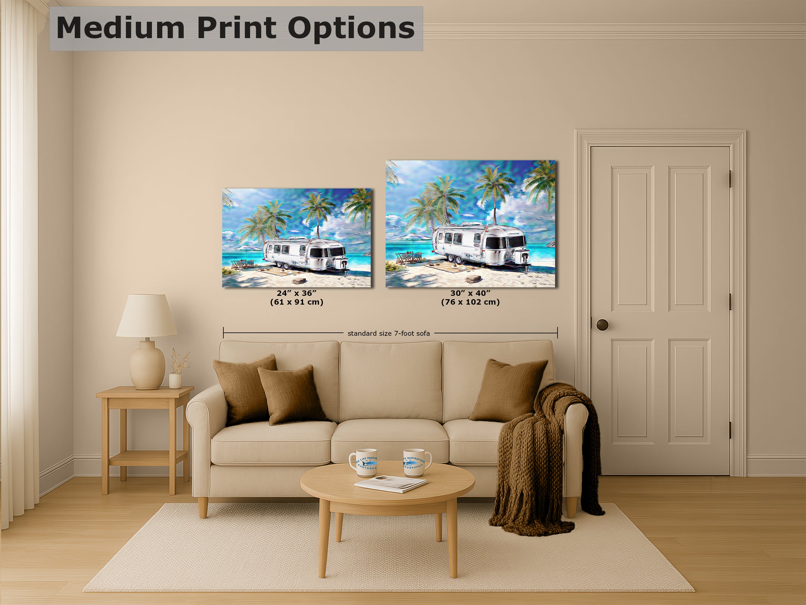 Airstream Travel Trailer Art at a Tropical Ocean Paradise Campsite