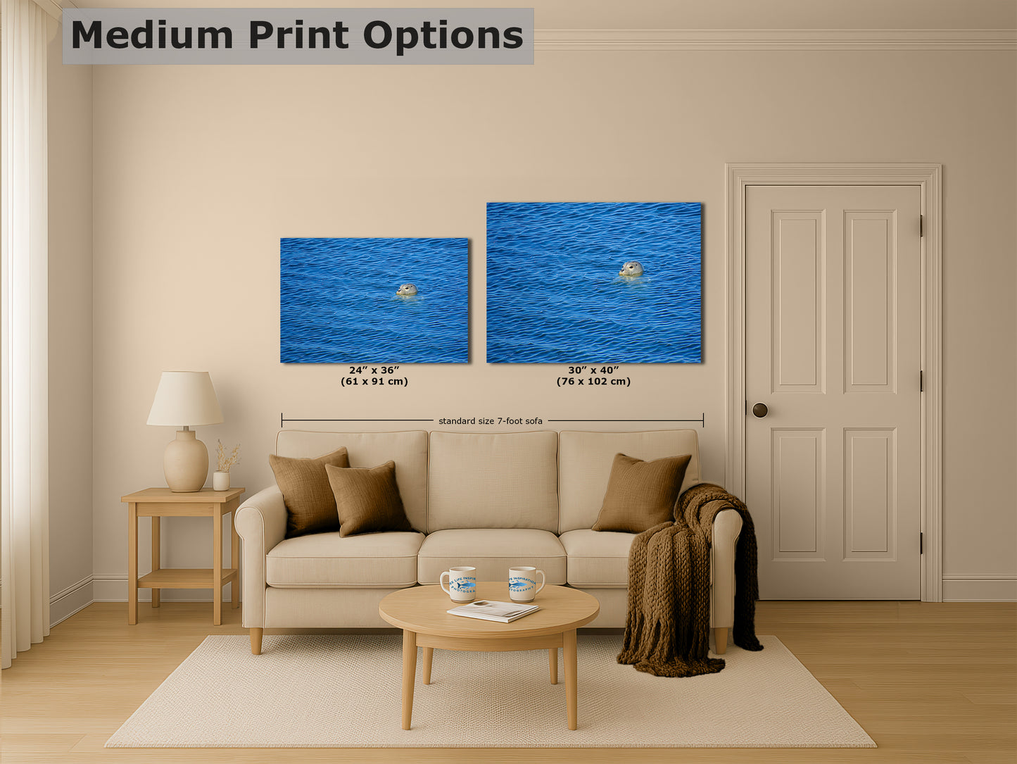 Seal Print Marine Mammal Wildlife Photography, Ocean Picture Relaxation Artwork Nature Photo