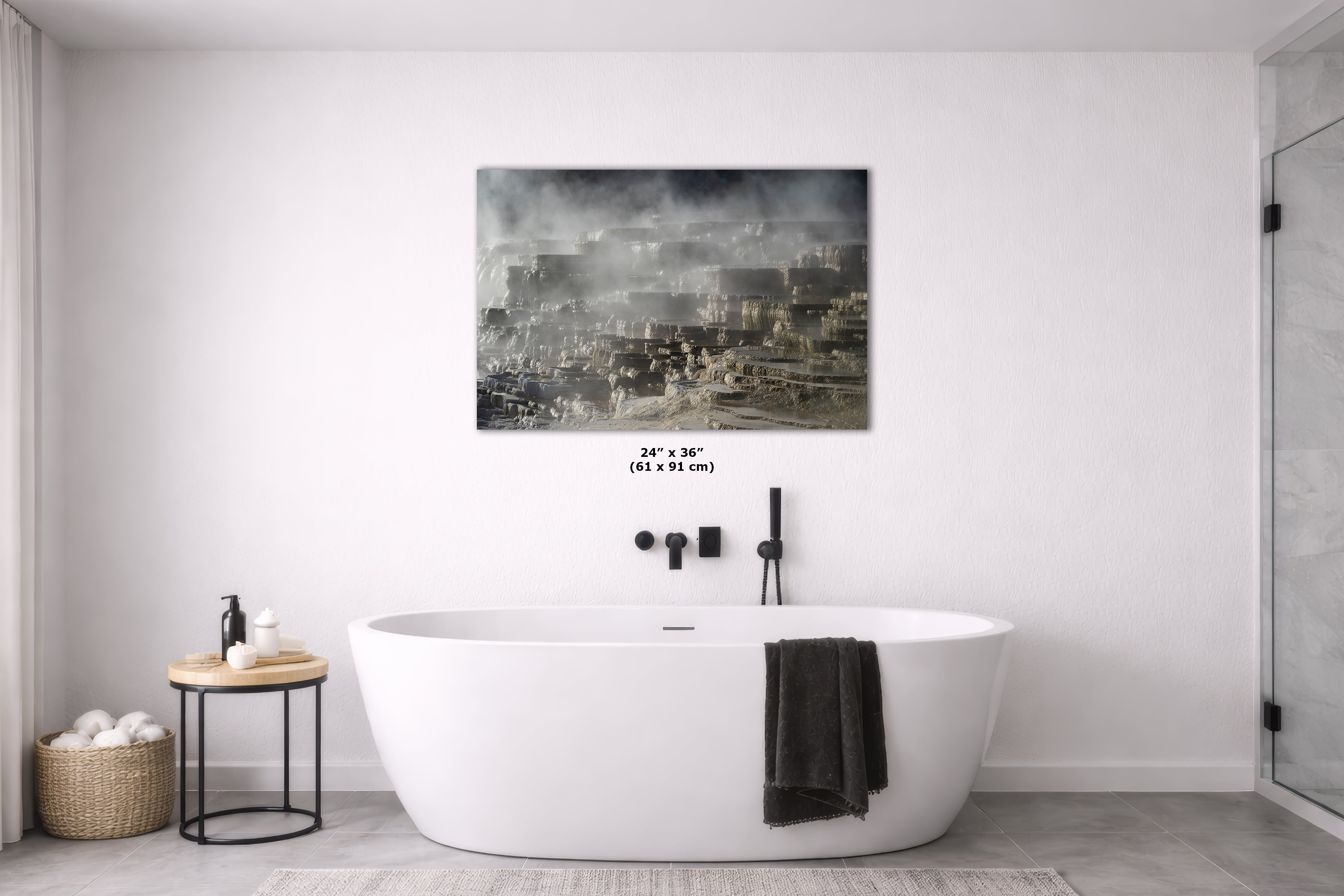 Mammoth Hot Springs Yellowstone National Park Nature Photo | Wyoming Mountain Picture Relaxation Artwork for Meditation or House Decor