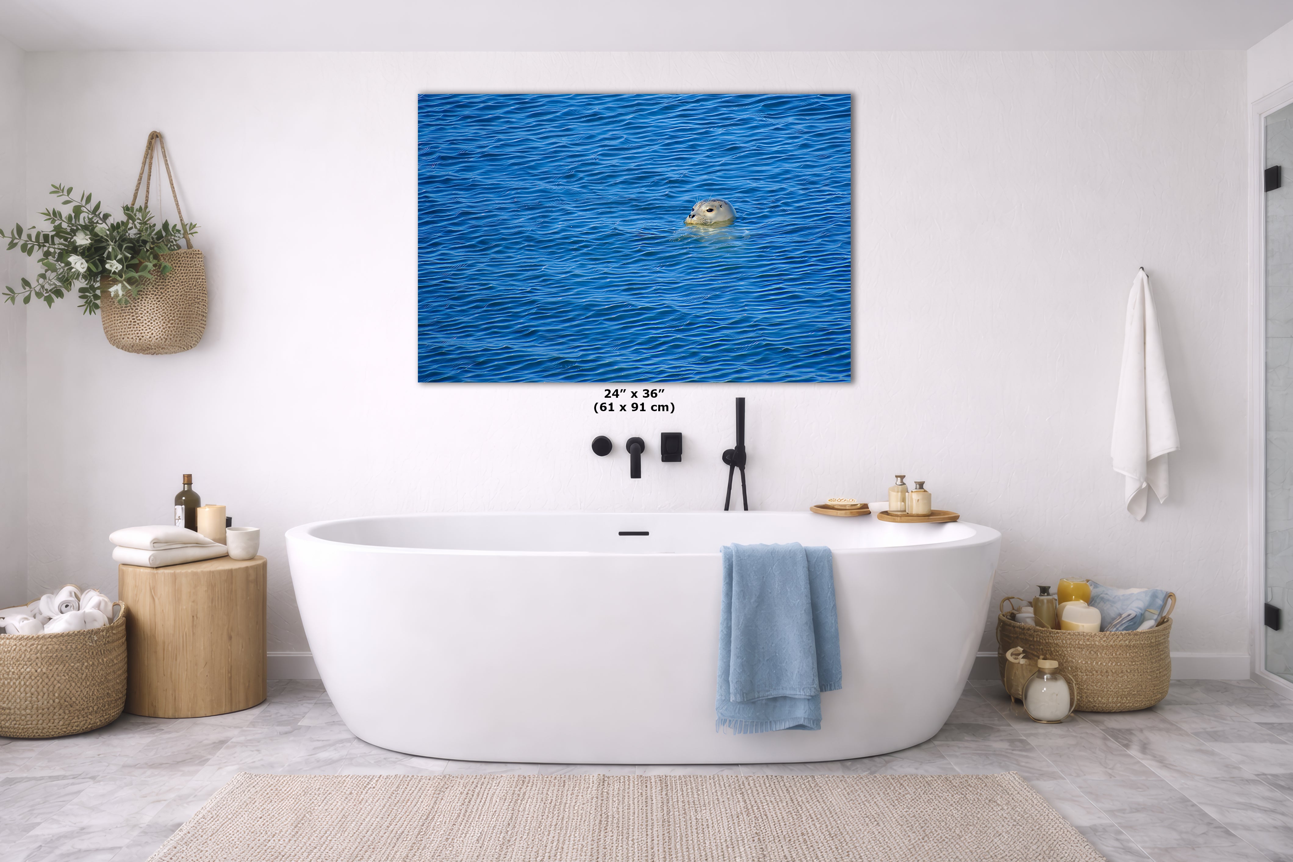 Seal Print Marine Mammal Wildlife Photography, Ocean Picture Relaxation Artwork Nature Photo