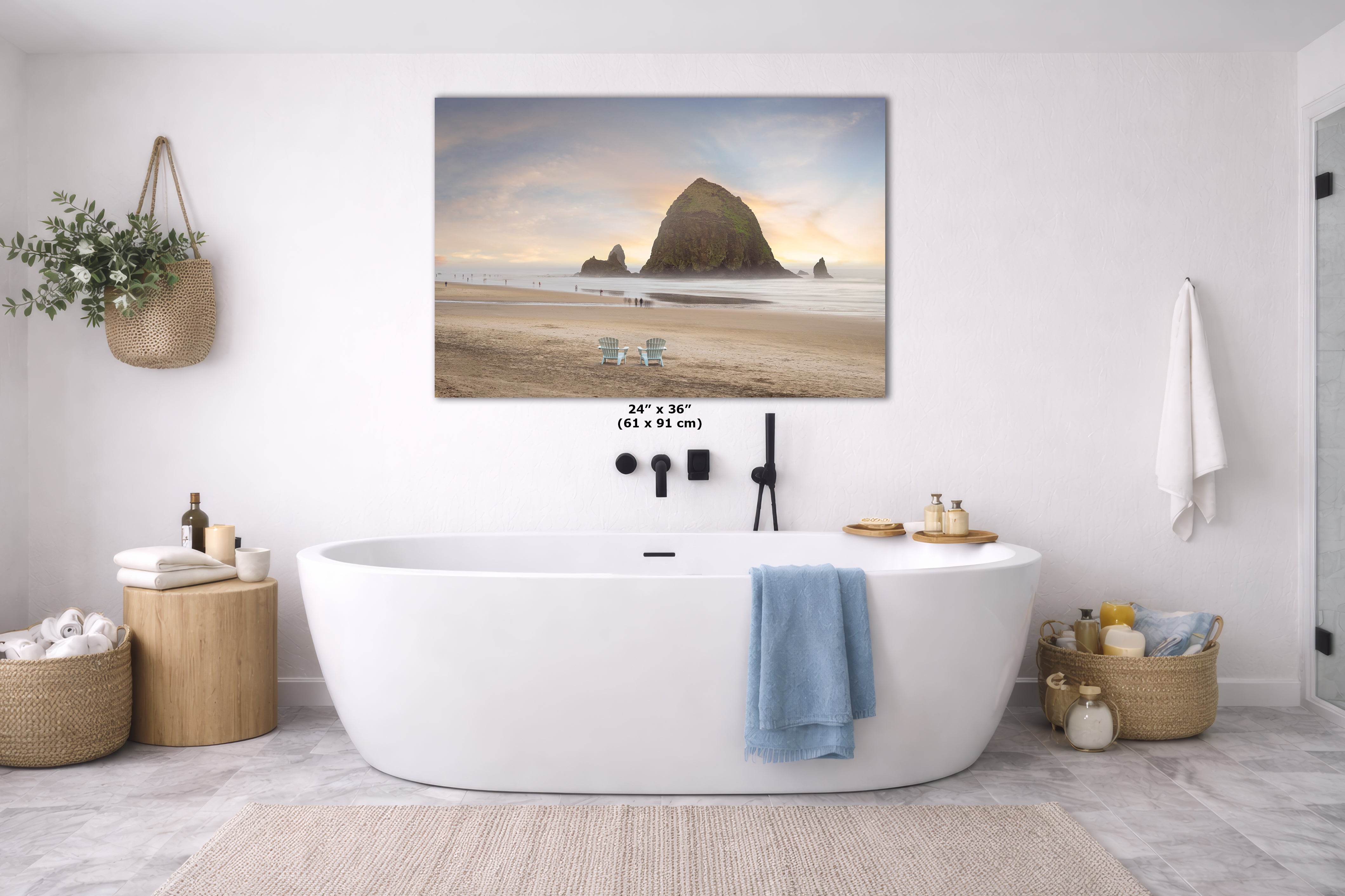 Cannon Beach Oregon Coast Ocean Picture Nature Photo, Haystack Rocks, Coastal Beach House Decor for Ocean Lovers