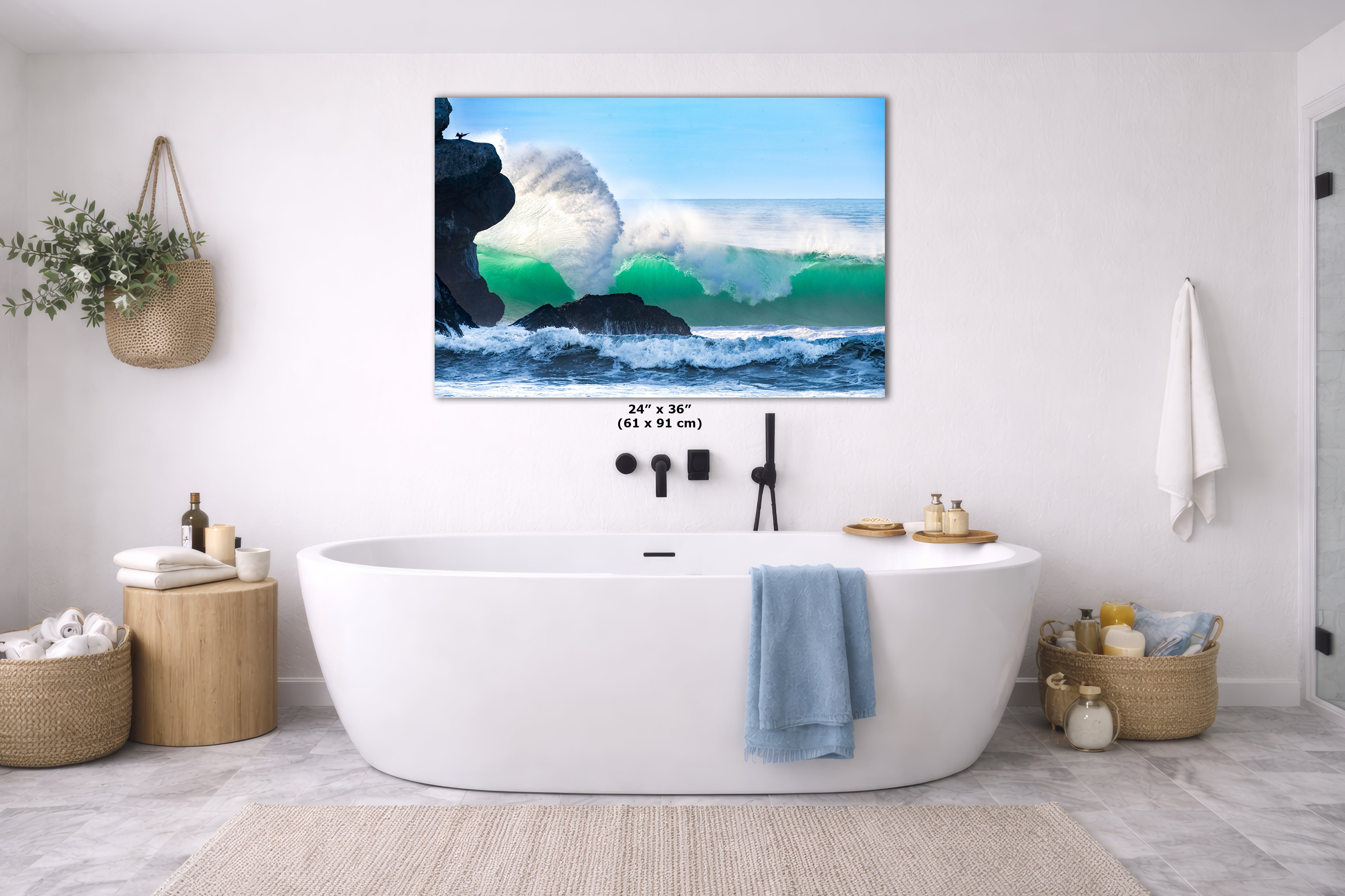 Limited Edition Fine Art Photography Ocean Picture, California Coast Curling Emerald Wave