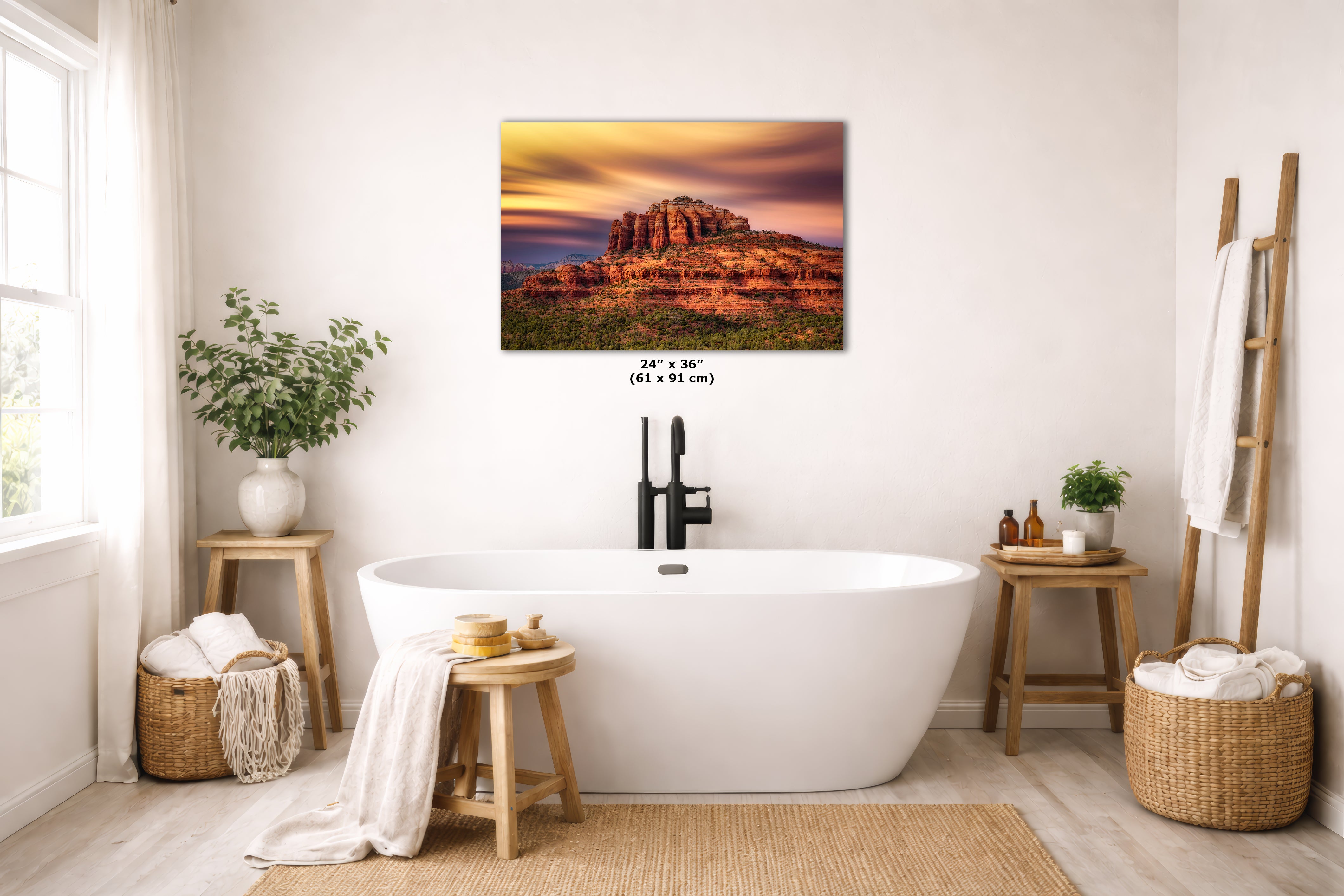 Cathedral Rock Sunset, Sedona Arizona Desert Picture Nature Photo Relaxation Artwork for Meditation, Office, and House Decor