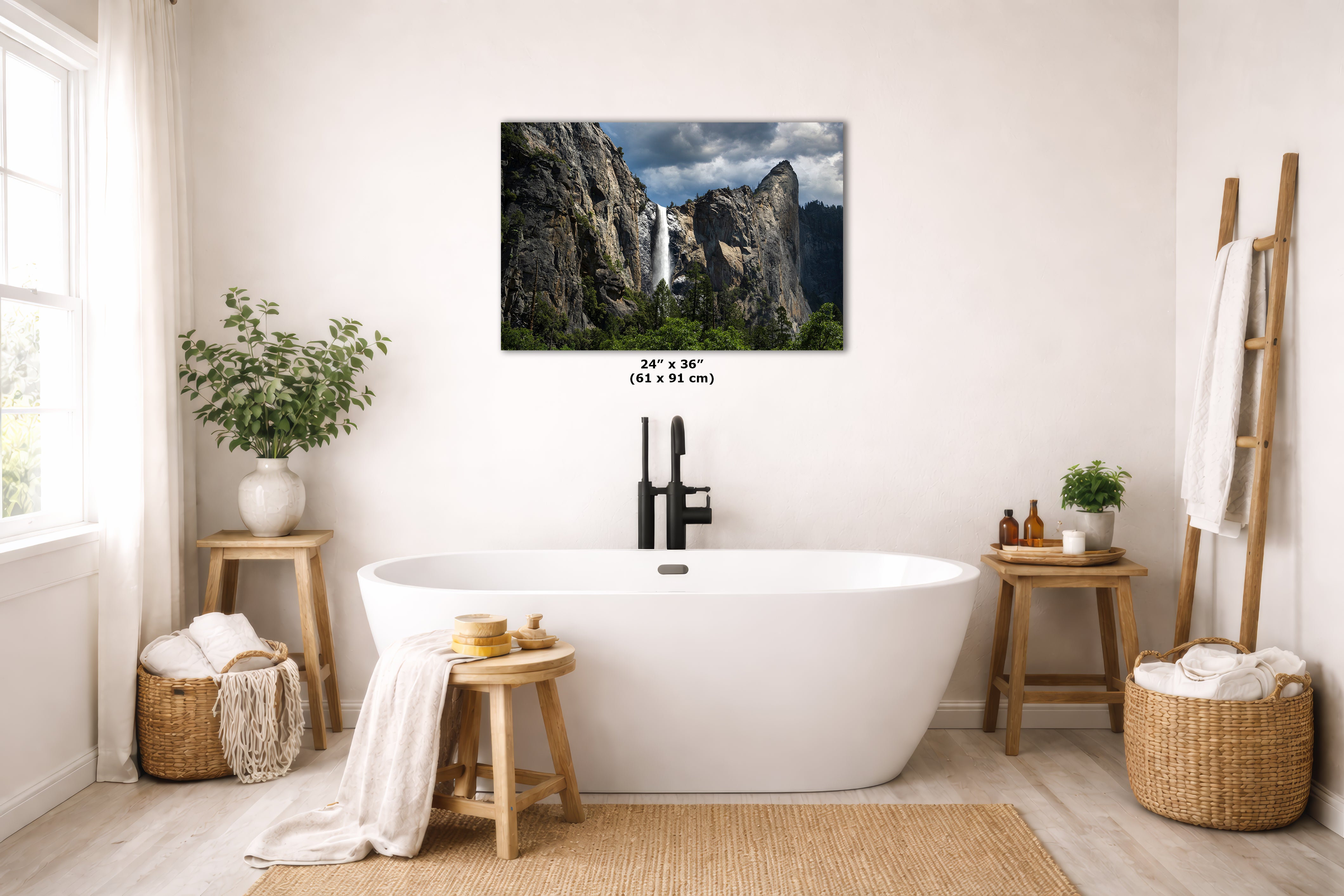Bridalveil Falls Yosemite National Park Nature Photo Relaxation Artwork Waterfall Picture for Meditation, Dorm Room, Office, and House Decor