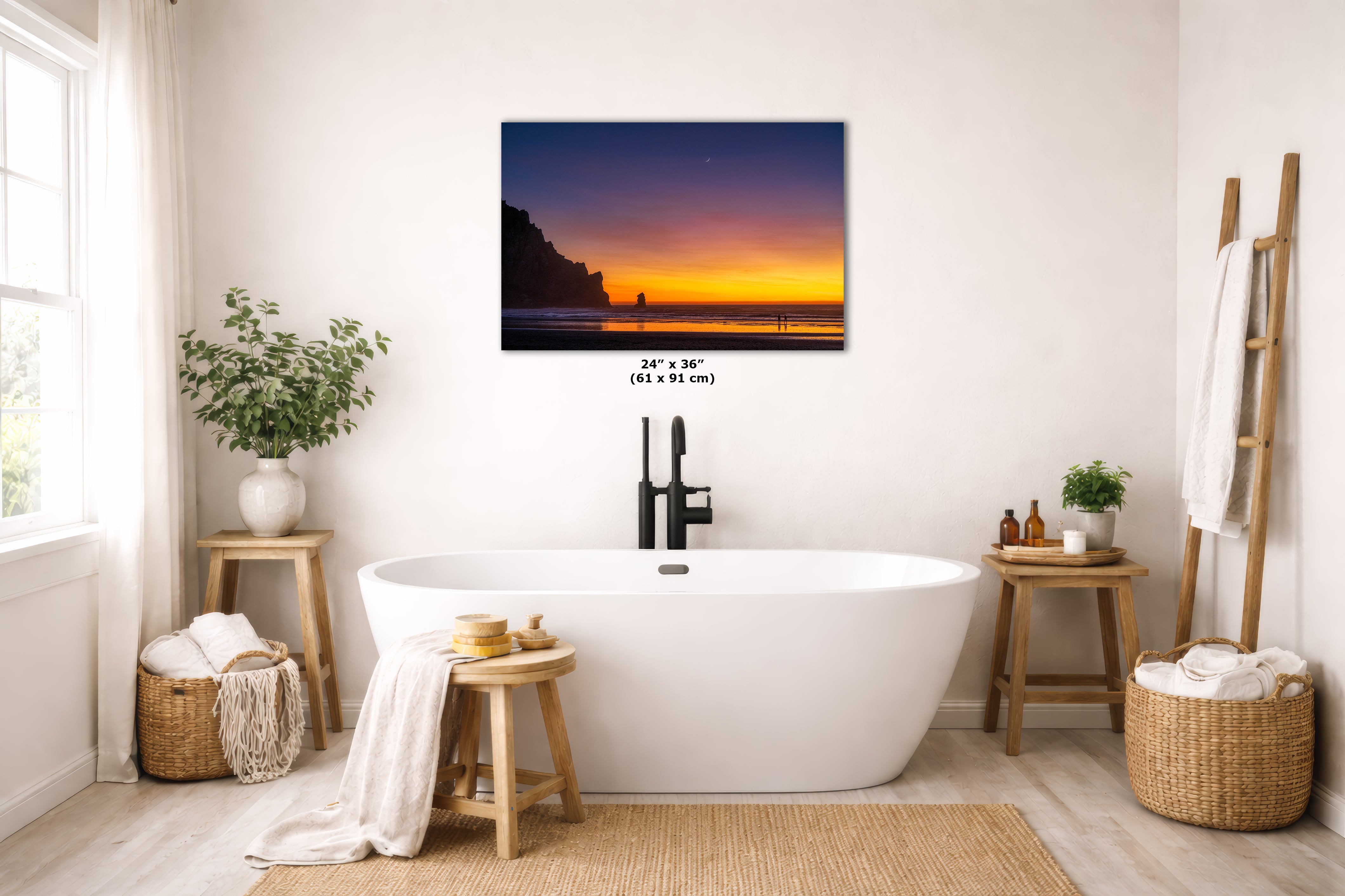 Limited Edition Fine Art Photography, Ocean Picture Morro Bay California Coastline Crescent Sunset