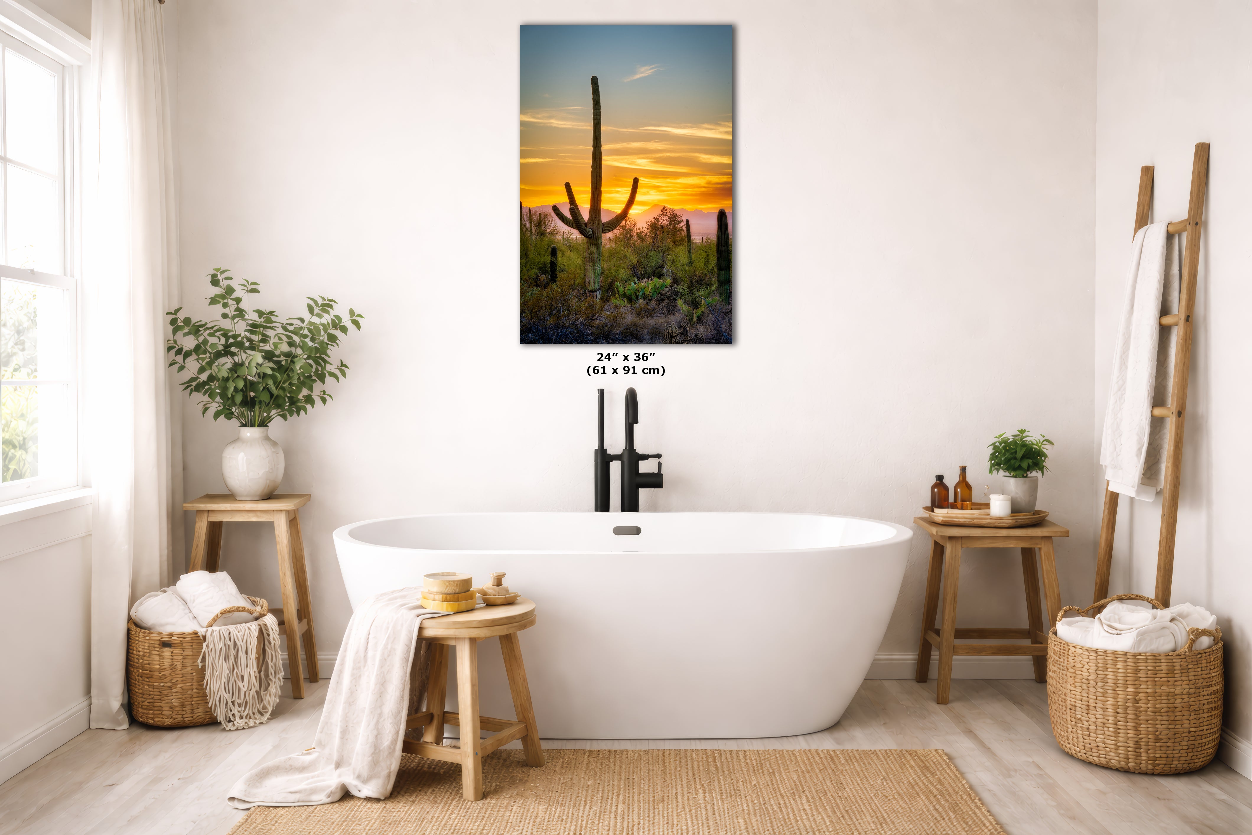Saguaro National Park Arizona Desert Picture Nature Photo, Bohemian Style Relaxation Artwork, Southwestern Sonoran Desert House Decor