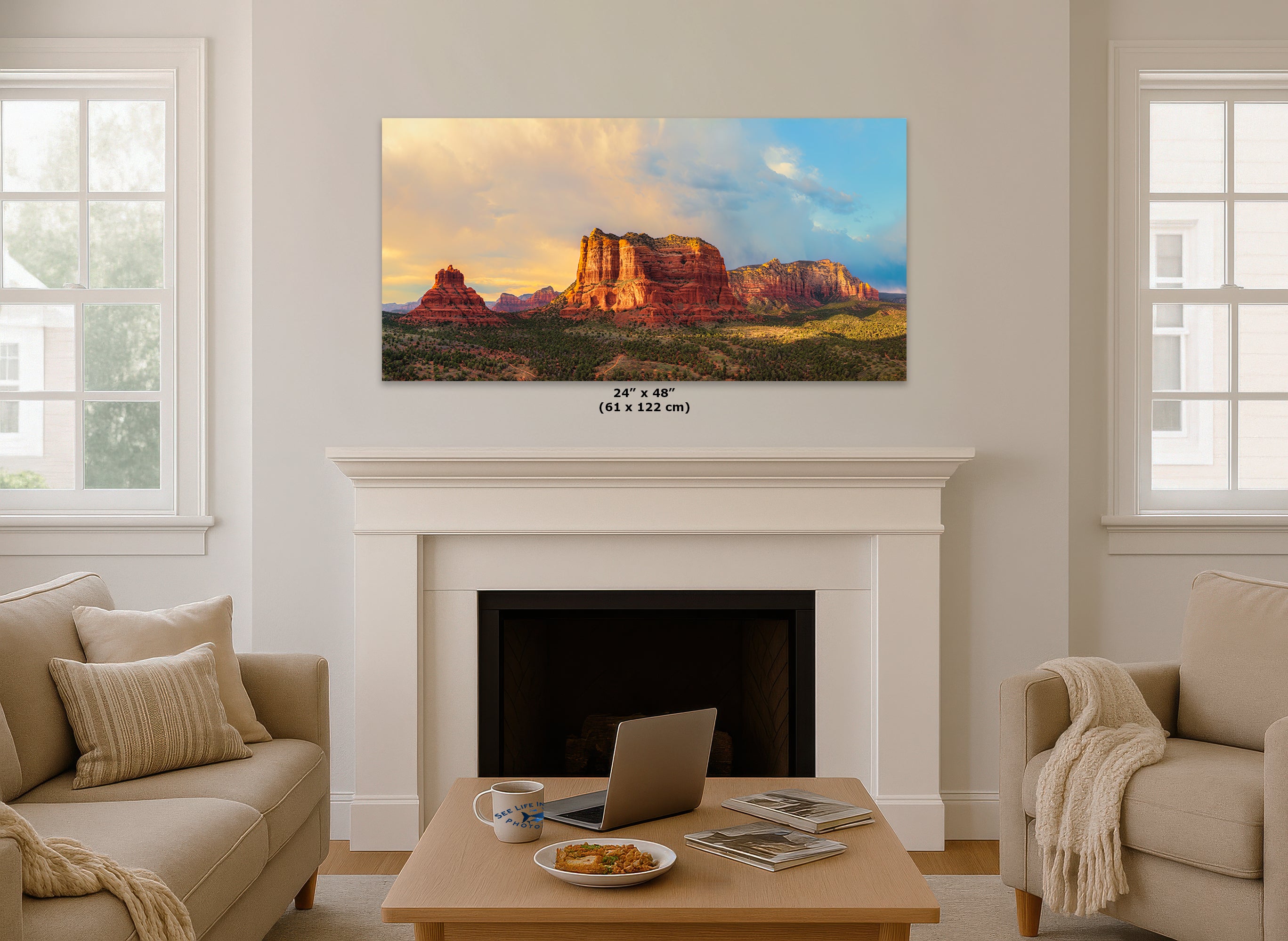 Courthouse Butte & Bell Rock Sedona Arizona Desert Picture, Southwestern Wall Art, Red Rock Scenic Nature Photo, House Decor Gift