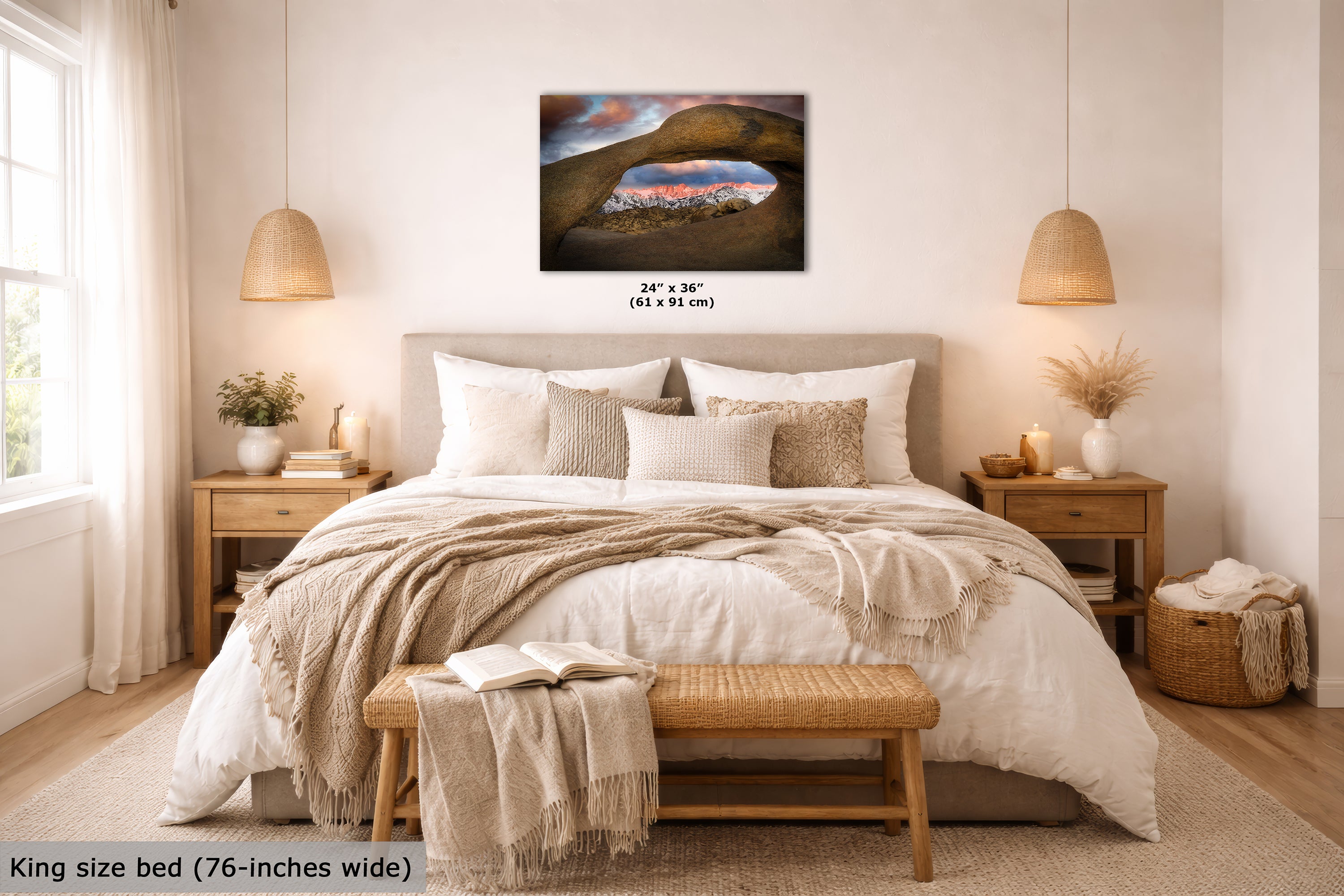 Mount Whitey & Mobius Arch Mountain Picture, Nature Photo from Alabama Hills for Relaxation Art for Meditation, Office, and House Decor
