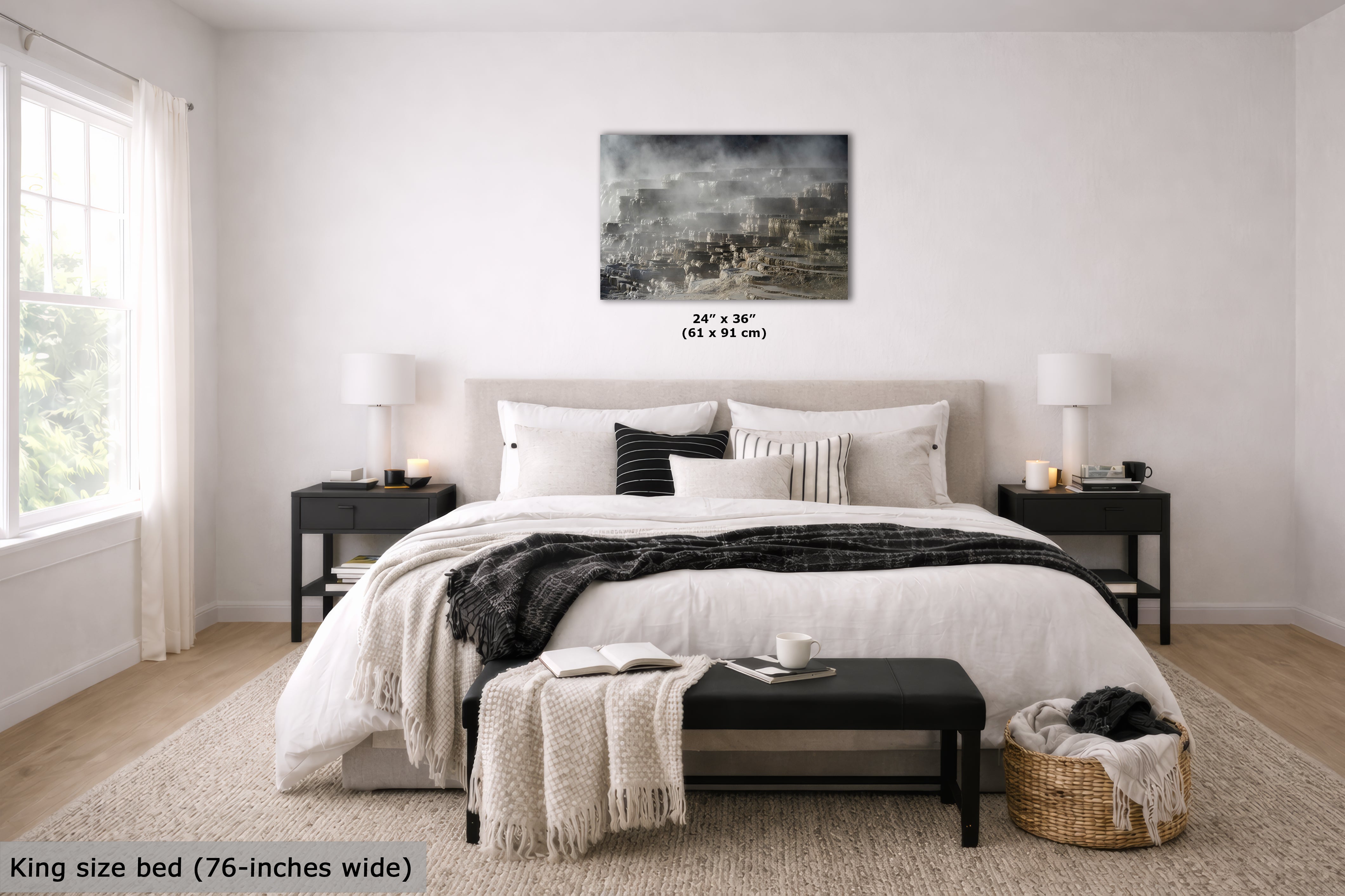 Mammoth Hot Springs Yellowstone National Park Nature Photo | Wyoming Mountain Picture Relaxation Artwork for Meditation or House Decor