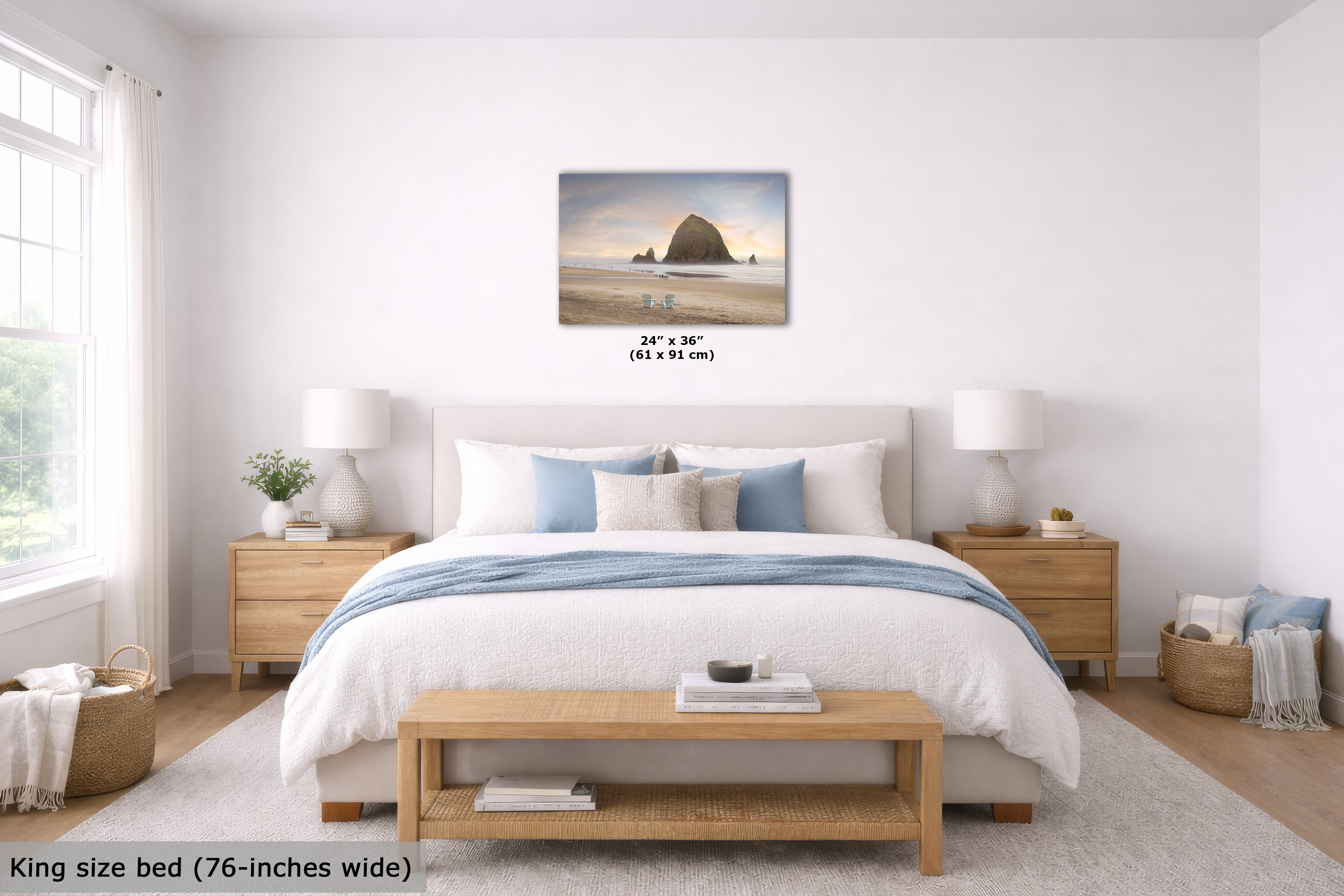 Cannon Beach Oregon Coast Ocean Picture Nature Photo, Haystack Rocks, Coastal Beach House Decor for Ocean Lovers