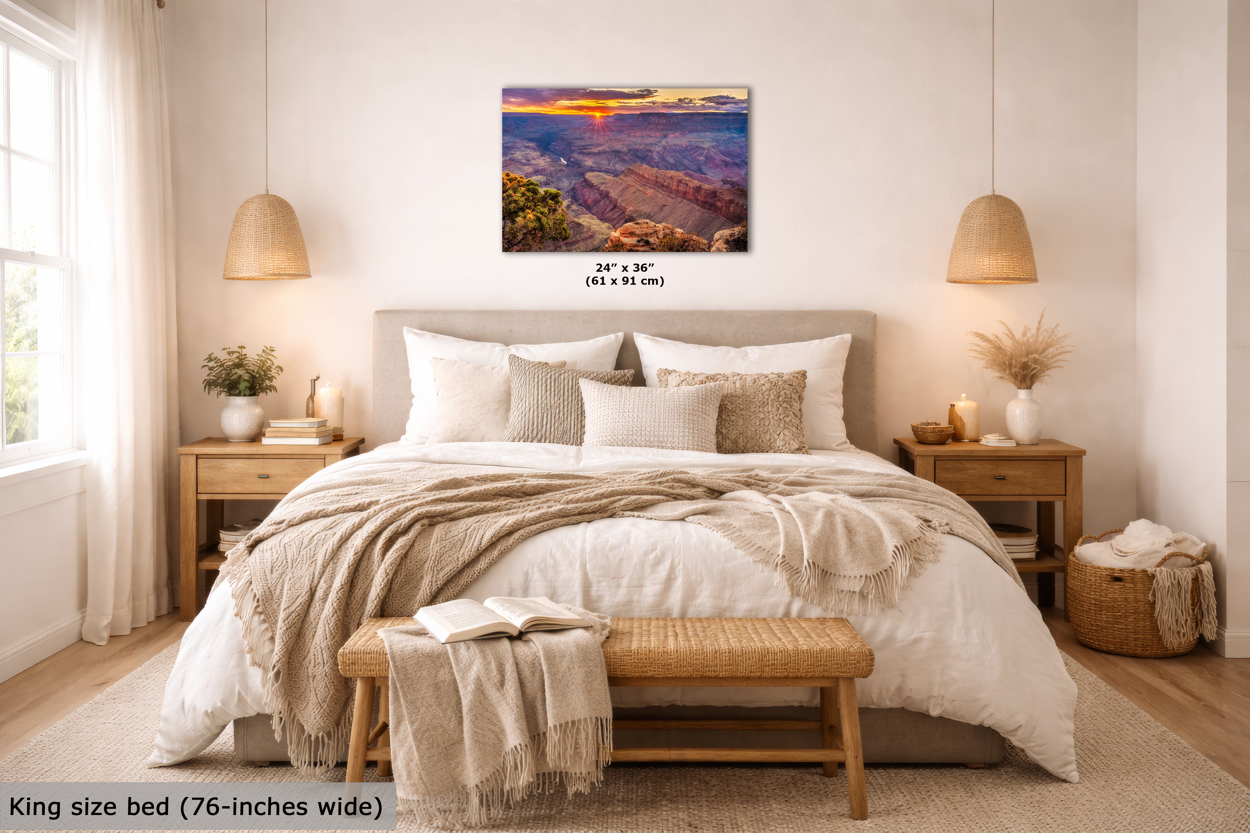 Grand Canyon National Park, Arizona Desert Picture Nature Photo, Bohemian Style Relaxation Artwork for Meditation, Office & House Decor