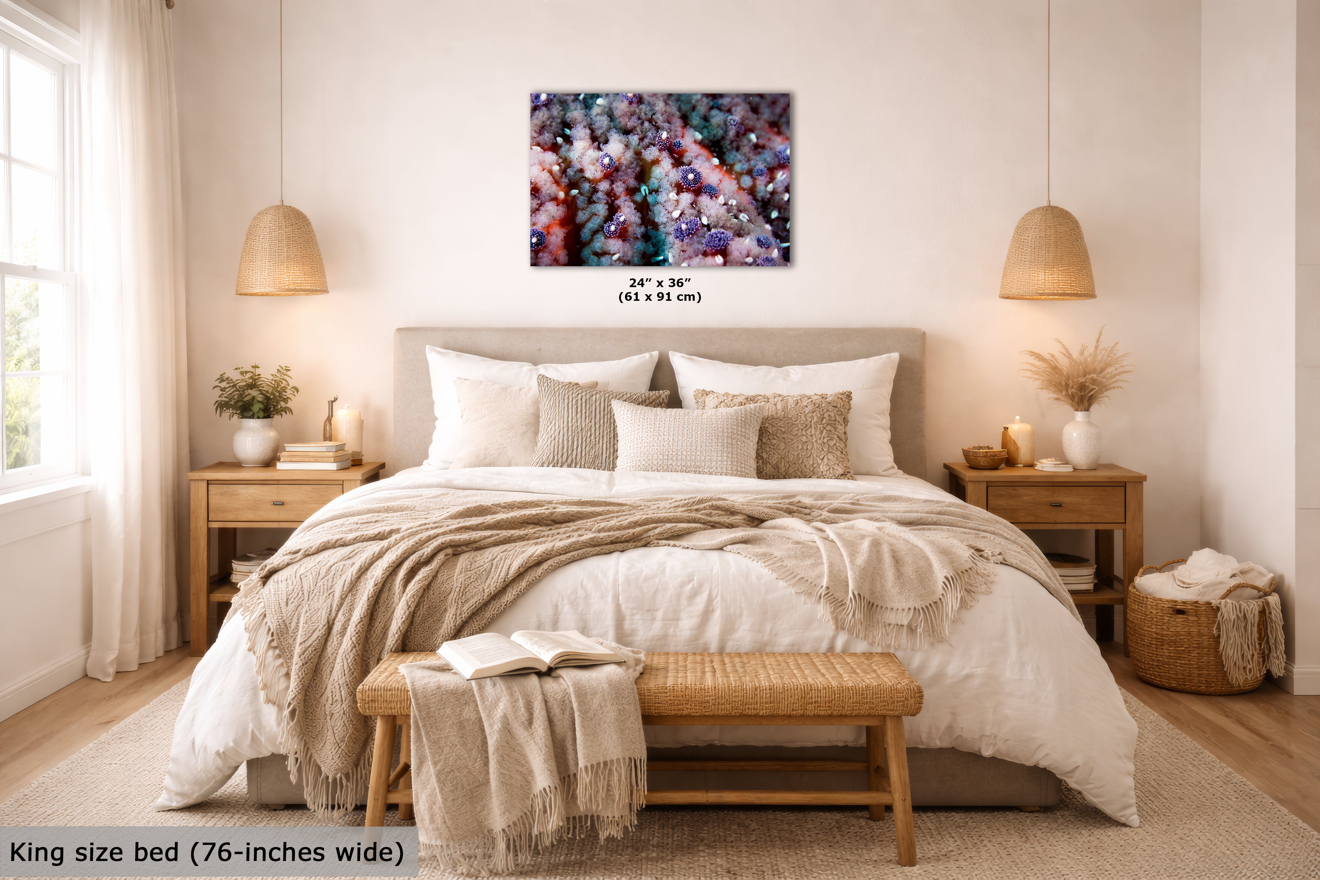 Ocean Life Starfish Photo, Marine Biology Underwater Scenery, Vibrant Coral Reef, Nature Photography for Office Decor, Relaxation Artwork