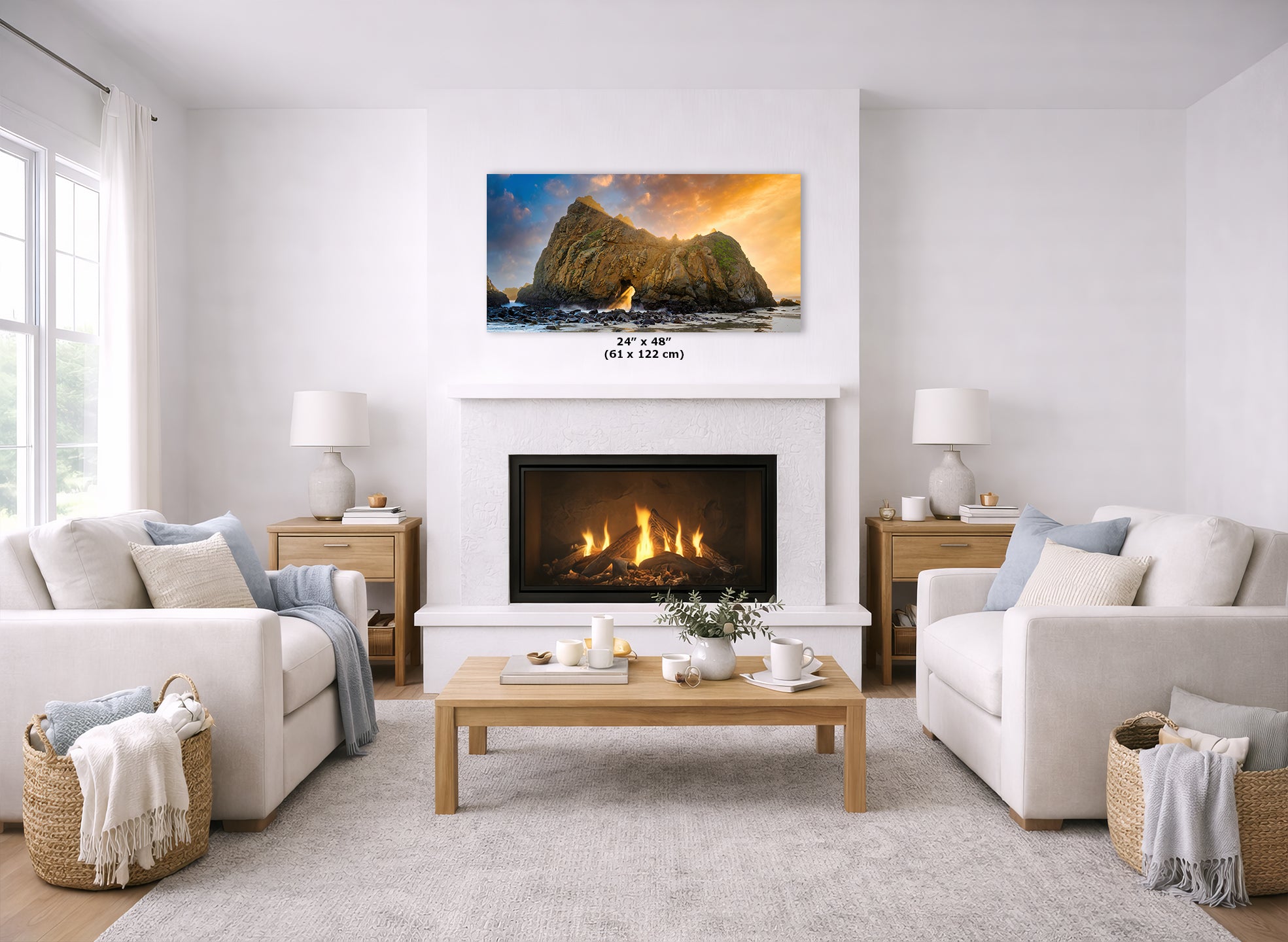 Limited Edition Fine Art Photography, Ocean Picture of  Keyhole Arch California Coastline Sunset