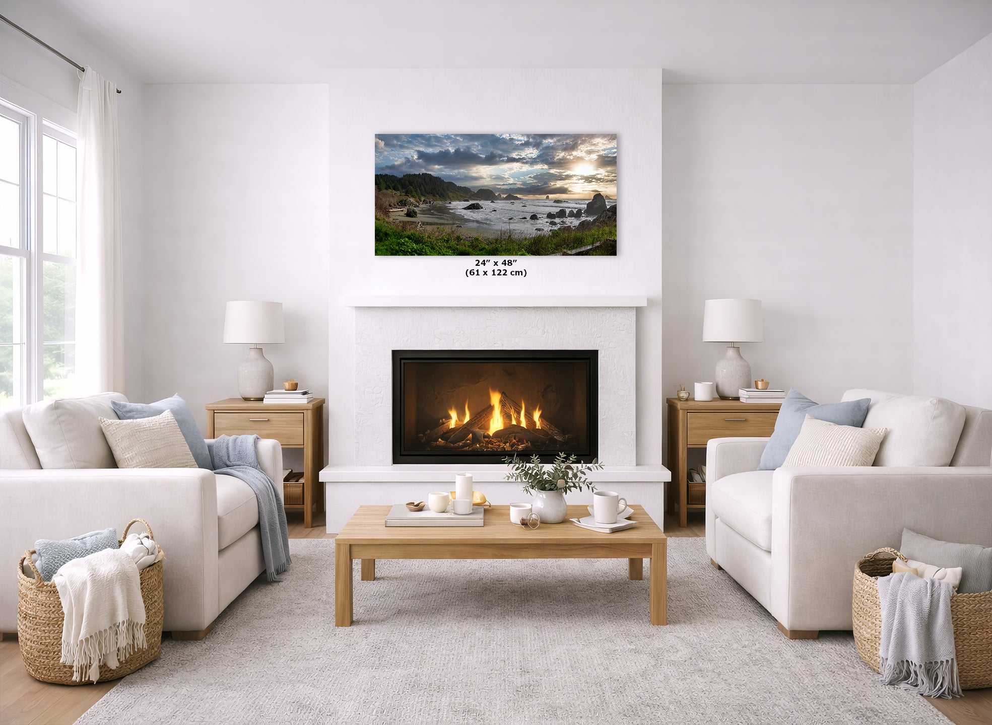 Lone Ranch Beach Oregon Coast Ocean Picture, Panorama Pacific Northwest Nature Photo Relaxation Artwork for Meditation, Apartment, Office & House Decor