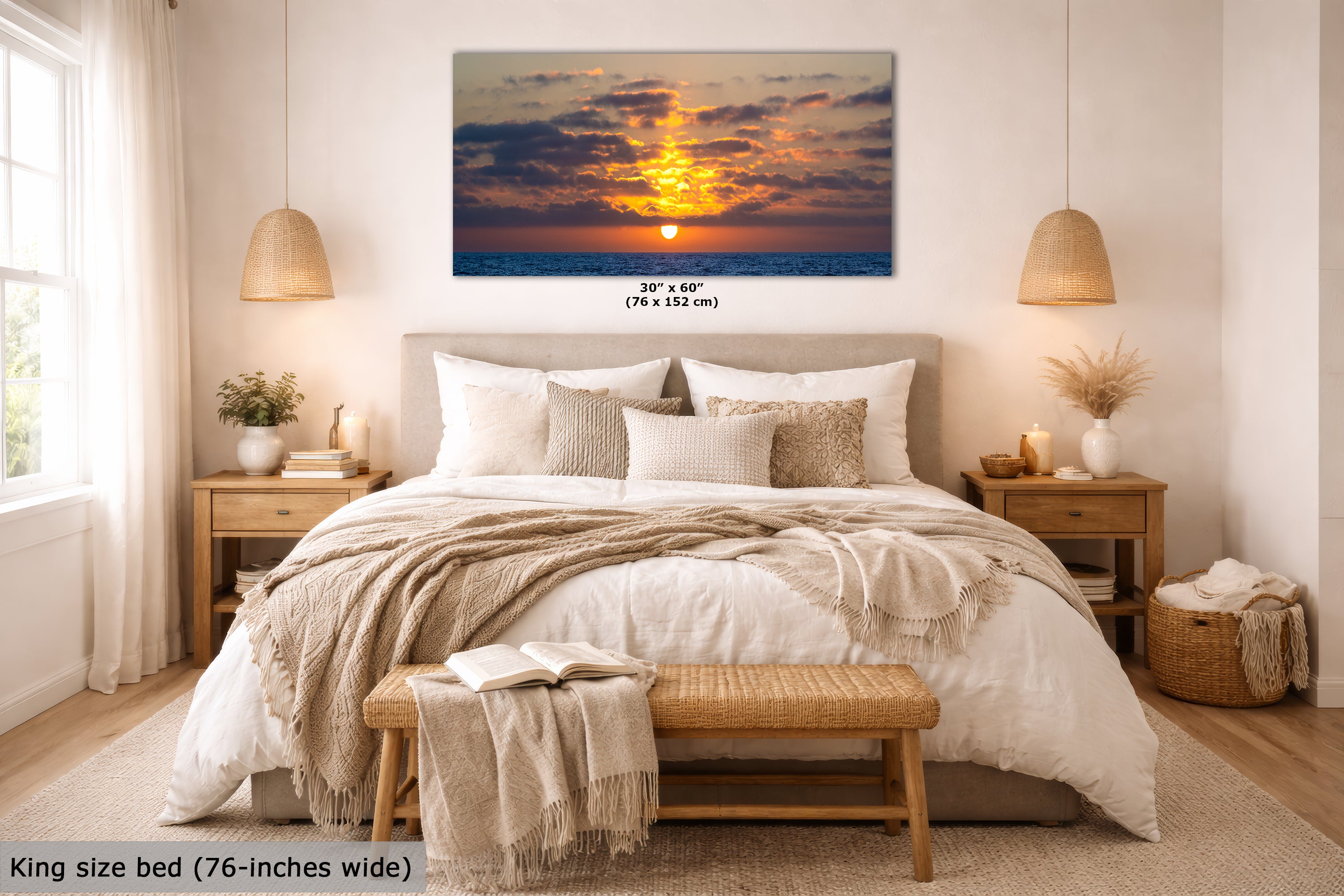 Limited Edition Fine Art Photography, Ocean Picture California Coastline Sunset Through Clouds