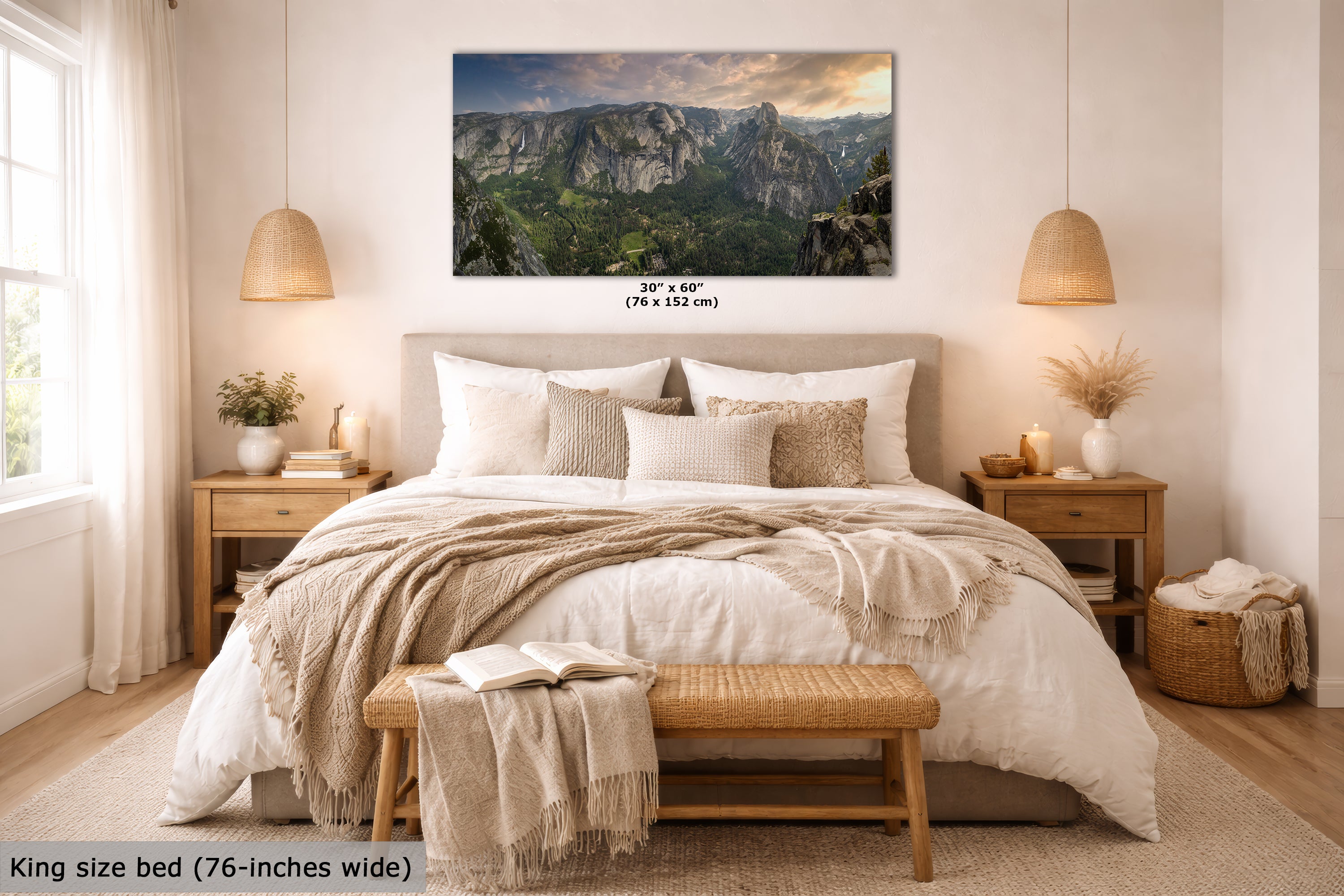 Glacier Point Yosemite National Park Nature Photo Relaxation Artwork, Sierra Nevada Scenic Picture for Meditation, Office, and House Decor