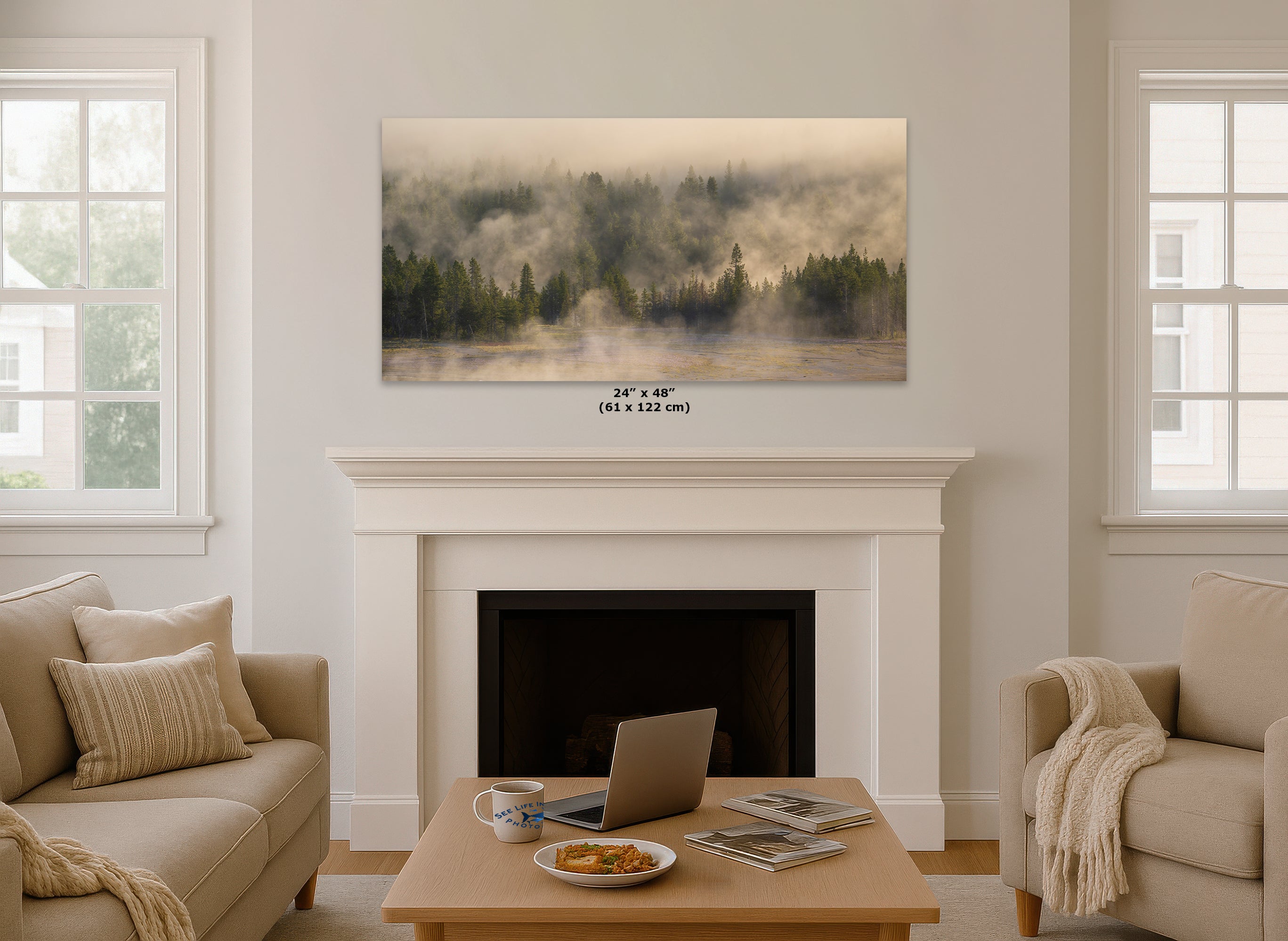 Foggy Forest Picture Forest Bathing Nature Photo, Yellowstone Misty Trees Wall Art, Cabin Decor, Canvas, Paper, Metal Prints