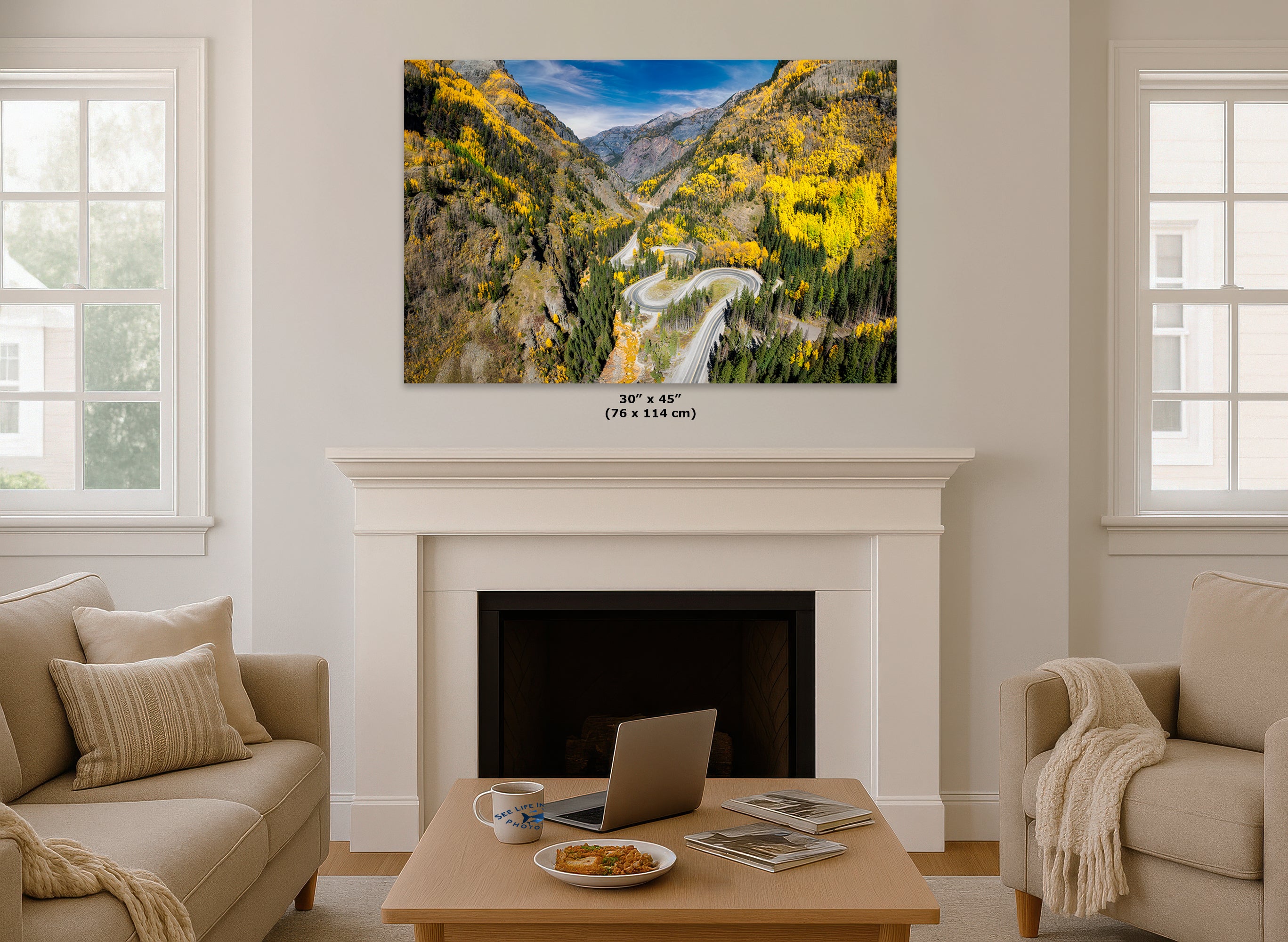 Colorado San Juan Mountain Picture, Million Dollar Highway Fall Colors Aspen Trees Forest Picture, Nature Photo for Relaxation Artwork, Meditation and House Decor