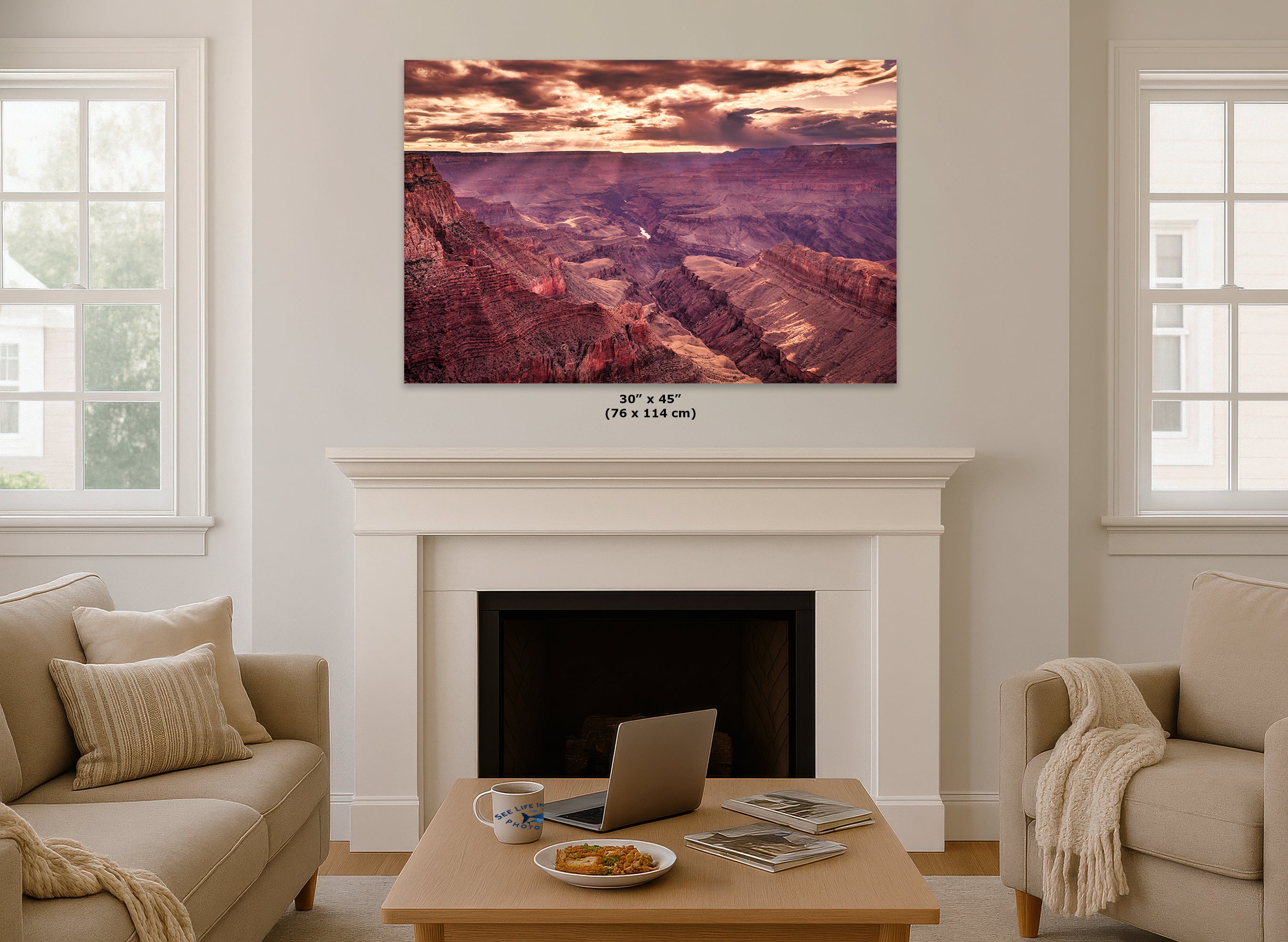 Grand Canyon National Park, Arizona Desert Picture Sunset Nature Photo, Bohemian Style Relaxation Artwork for Meditation, Apartment, Office & House Decor