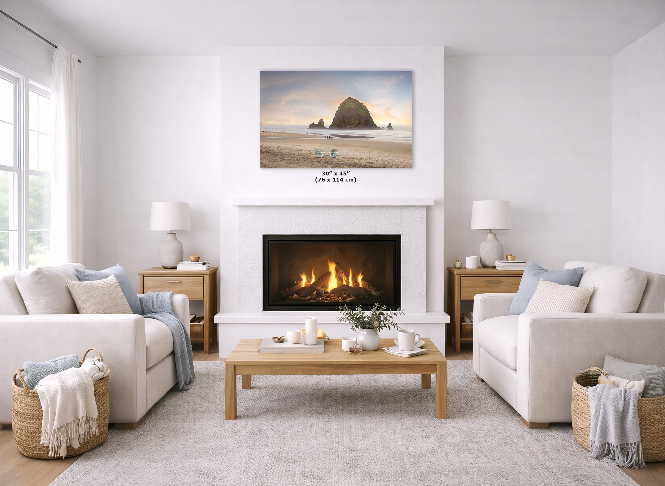 Cannon Beach Oregon Coast Ocean Picture Nature Photo, Haystack Rocks, Coastal Beach House Decor for Ocean Lovers