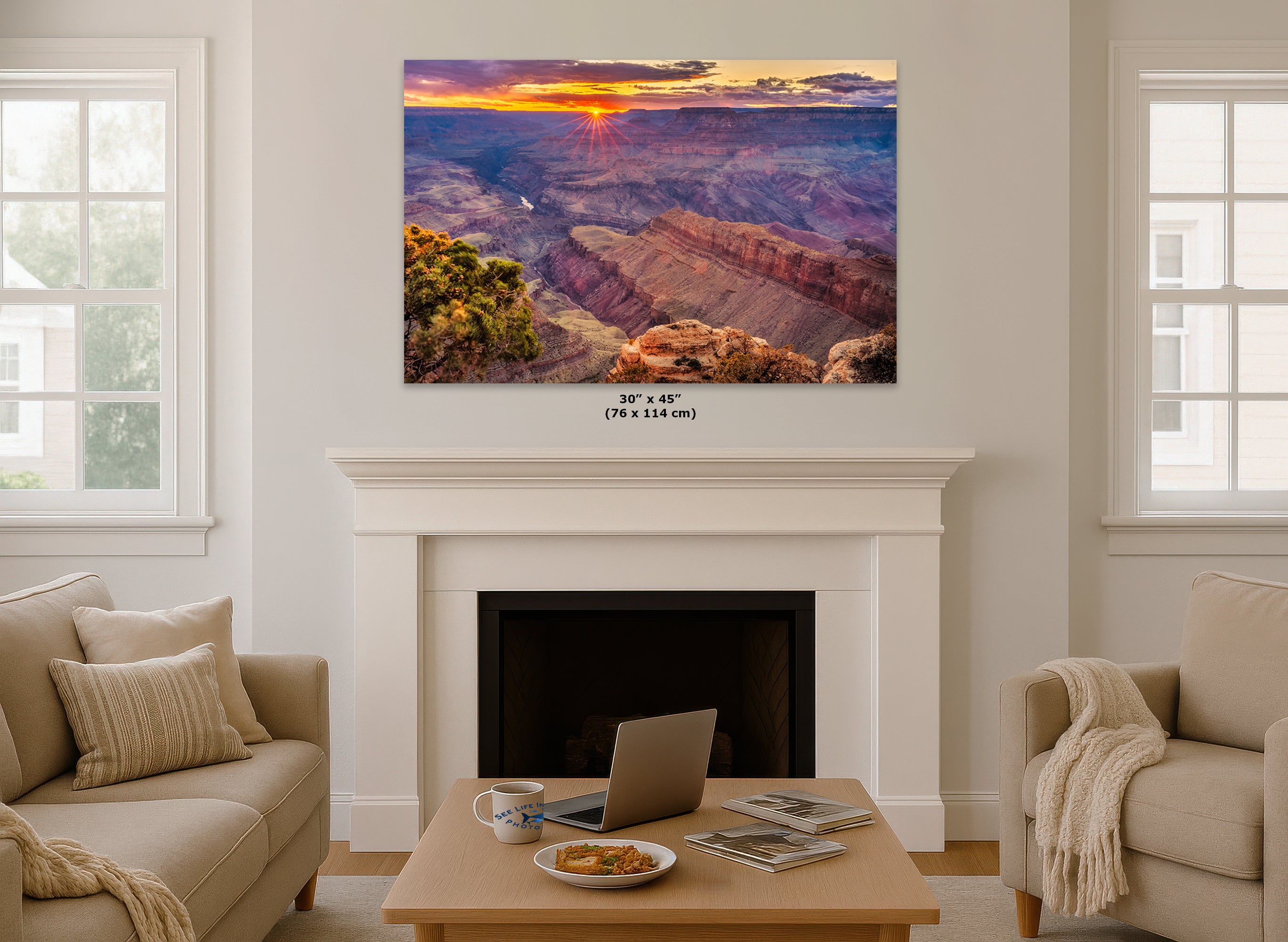 Grand Canyon National Park, Arizona Desert Picture Nature Photo, Bohemian Style Relaxation Artwork for Meditation, Office & House Decor