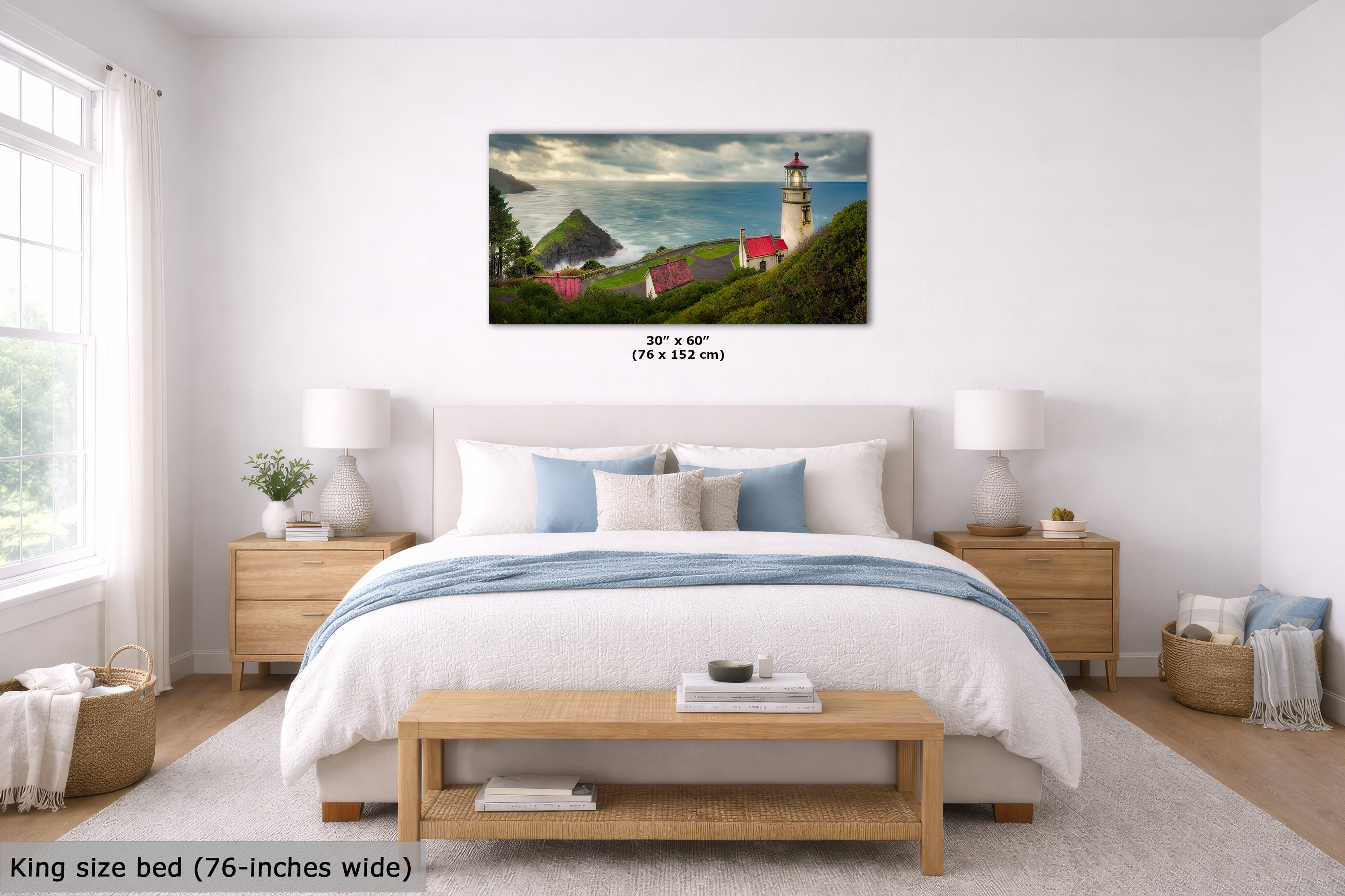 Heceta Head Lighthouse Picture, Oregon Coast Ocean Picture, Pacific Northwest Beach Photo Framed Coastal Decor for Ocean Lovers