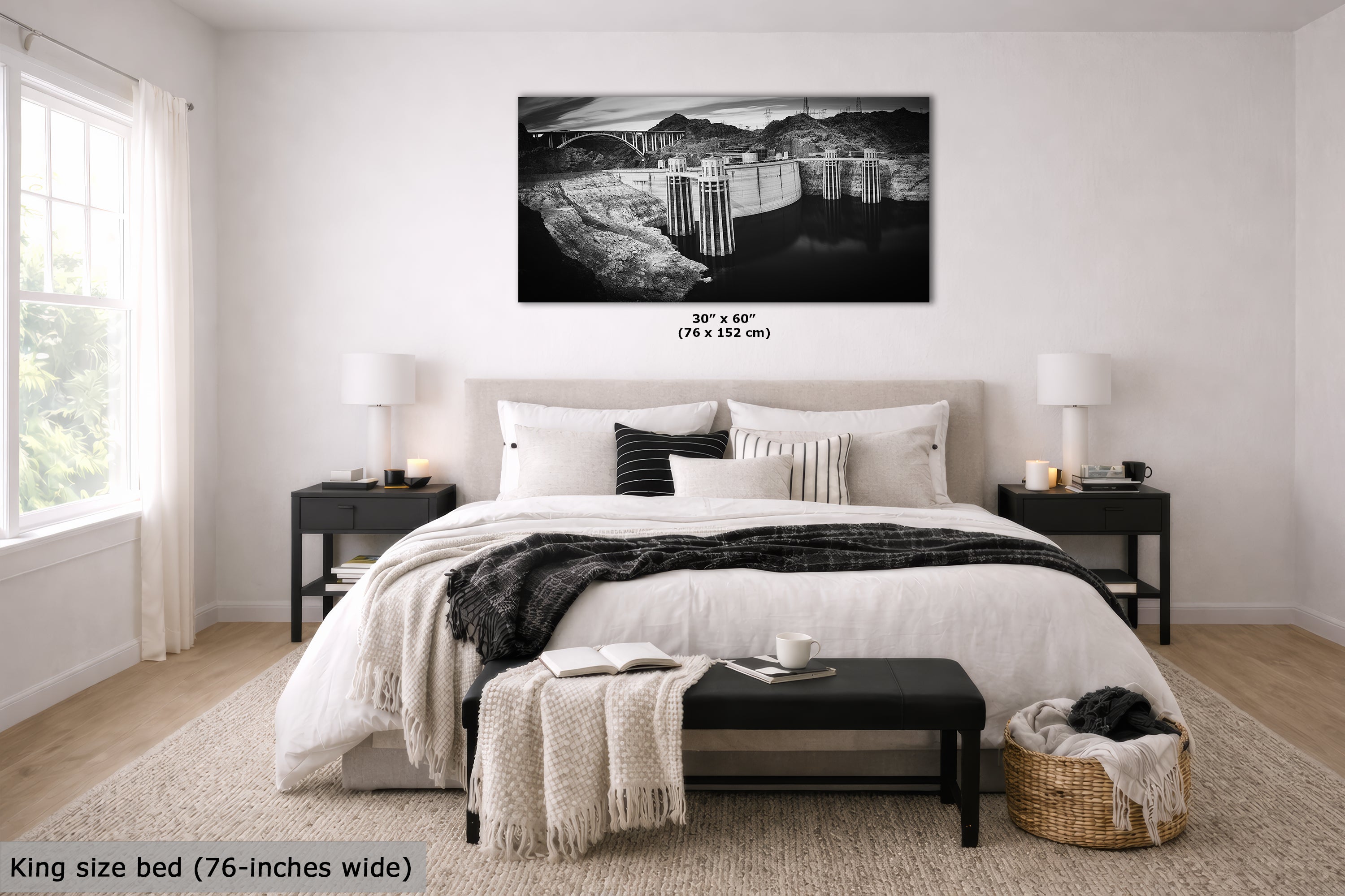 Hoover Dam Wall Art Print | Black and White USA Landmark Decor | Nevada Colorado River Photography | Office, Dorm, Apartment Decor