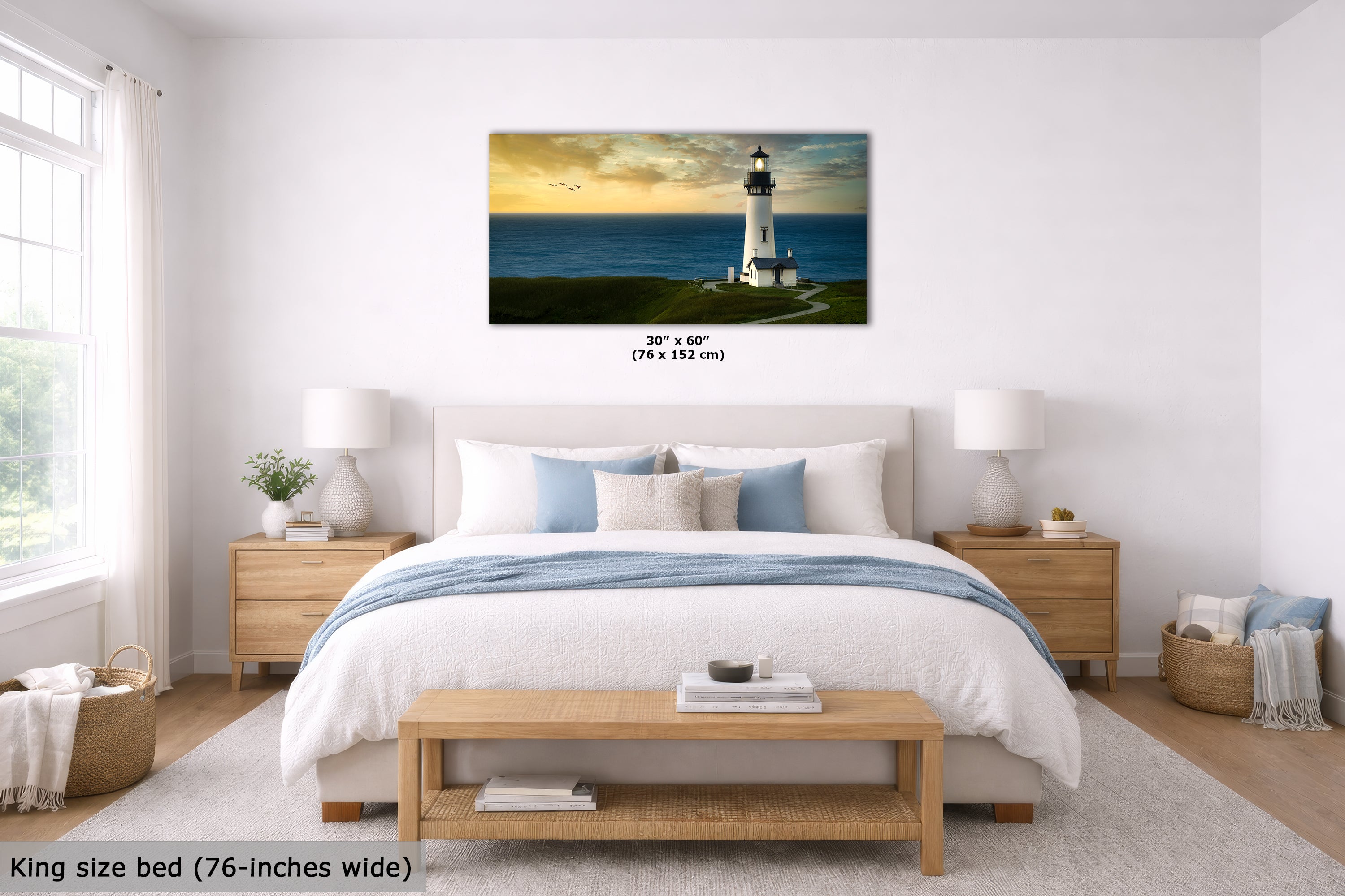 Yaquina Head Lighthouse Picture, Oregon Coast Ocean Picture, Pacific Northwest Beach Photo Wall Art for Office and Relaxation