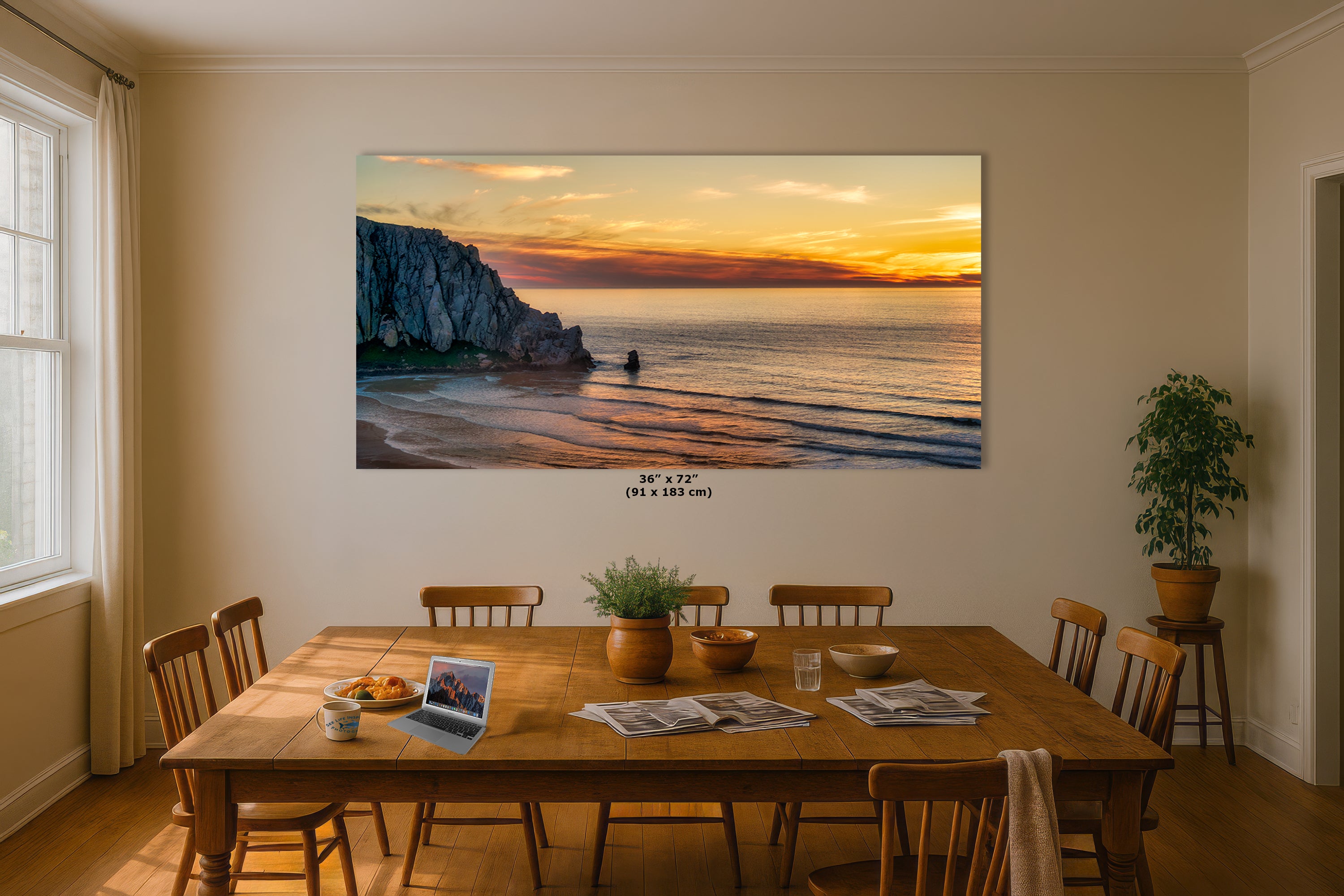 Morro Bay California Coastline Ocean Picture Nature Photo, Morro Rock Aerial Sunset Coastal Relaxation Artwork, Dorm Room, Office & House Decor