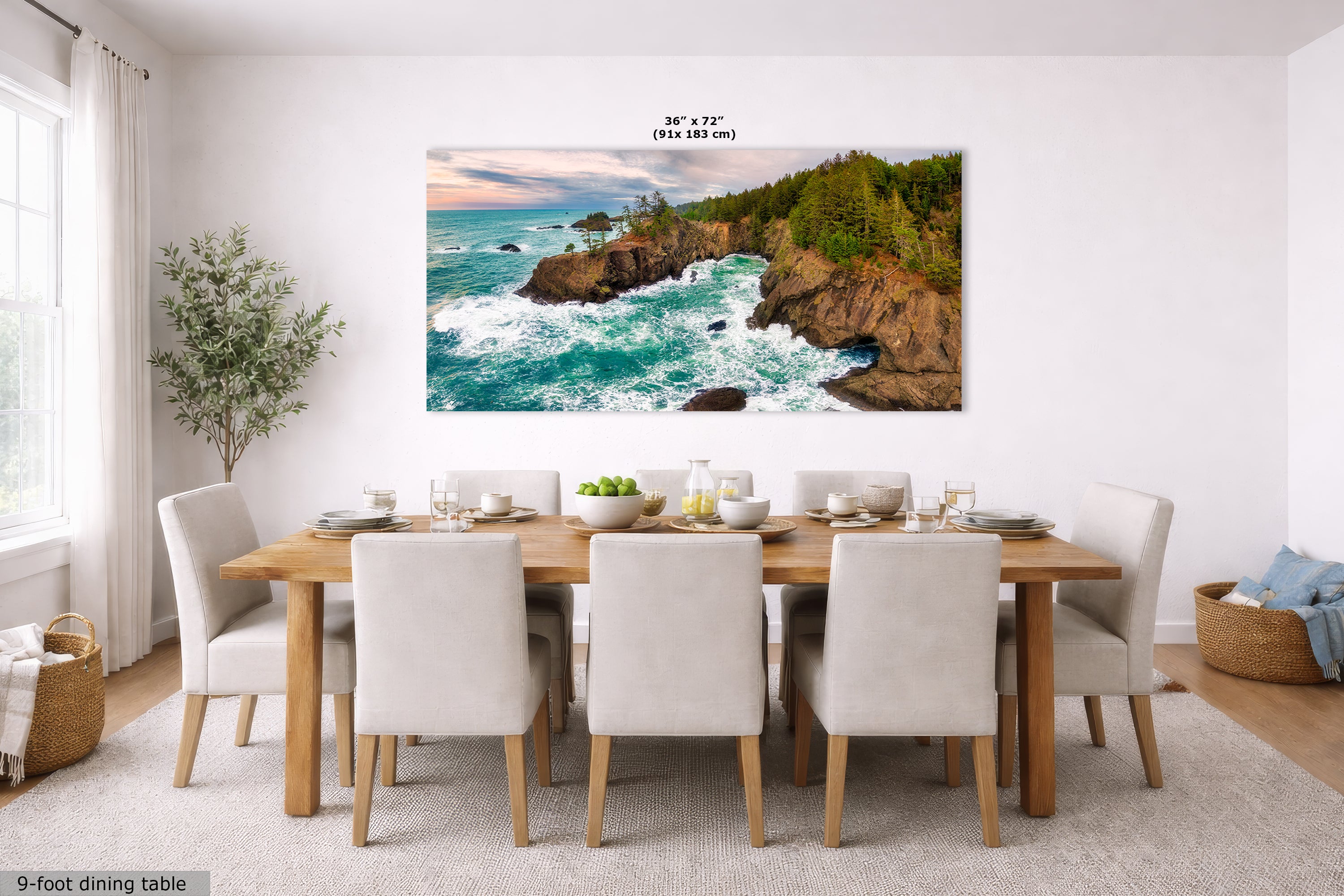 Oregon Coast Ocean Picture, Pacific Northwest Nature Photo Panorama Relaxation Artwork for Meditation, Apartment, Office & House Decor