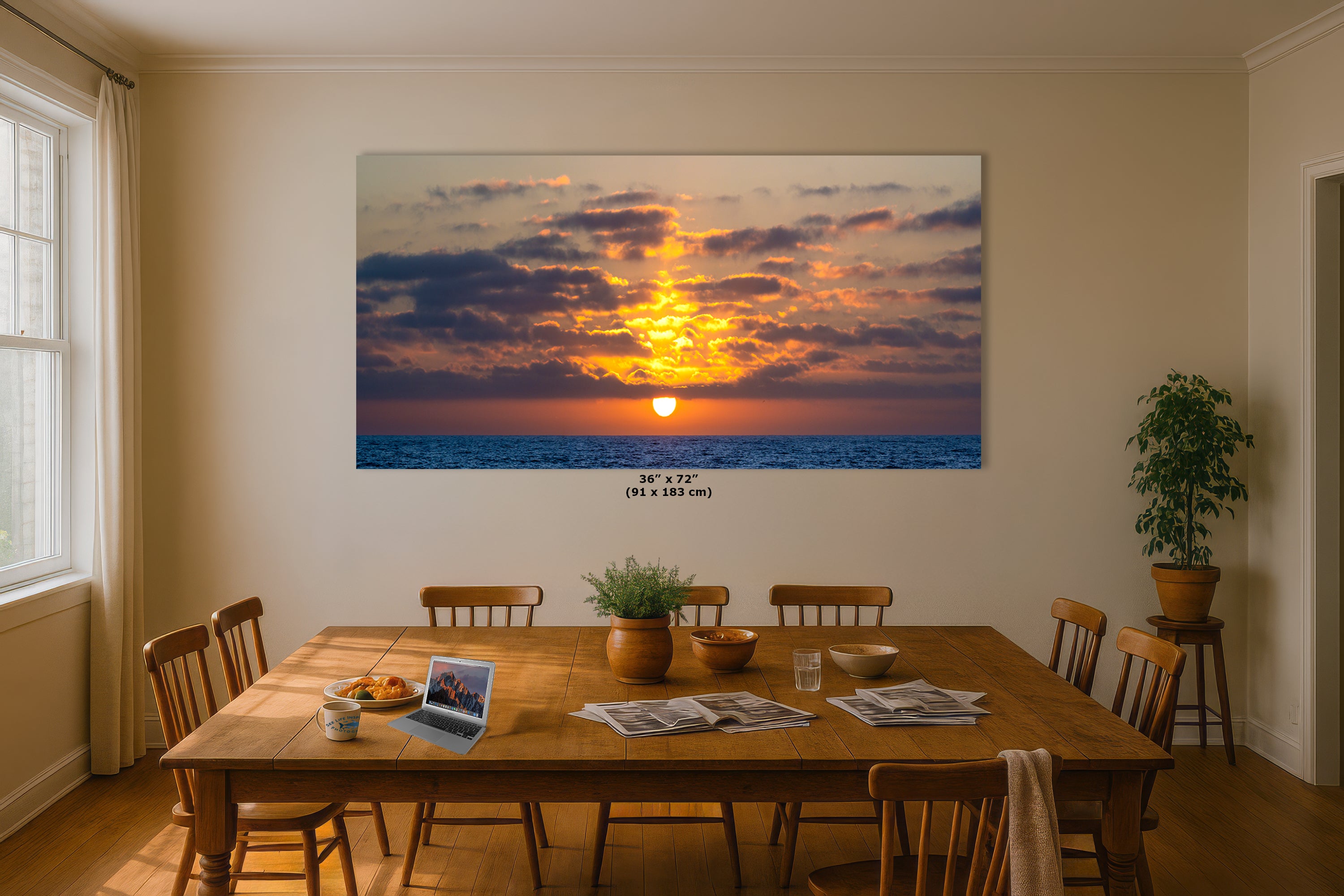 Limited Edition Fine Art Photography, Ocean Picture California Coastline Sunset Through Clouds