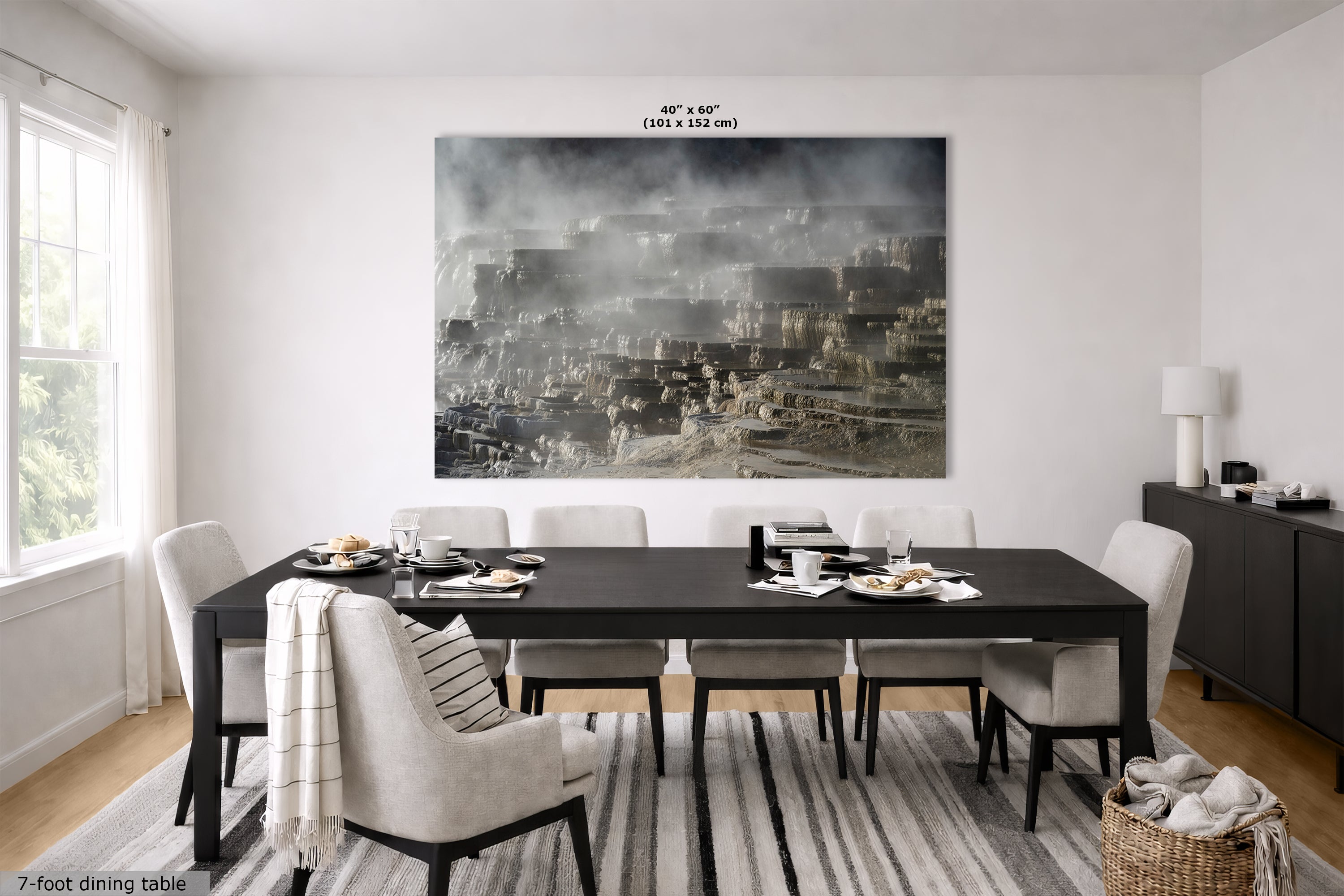 Mammoth Hot Springs Yellowstone National Park Nature Photo | Wyoming Mountain Picture Relaxation Artwork for Meditation or House Decor