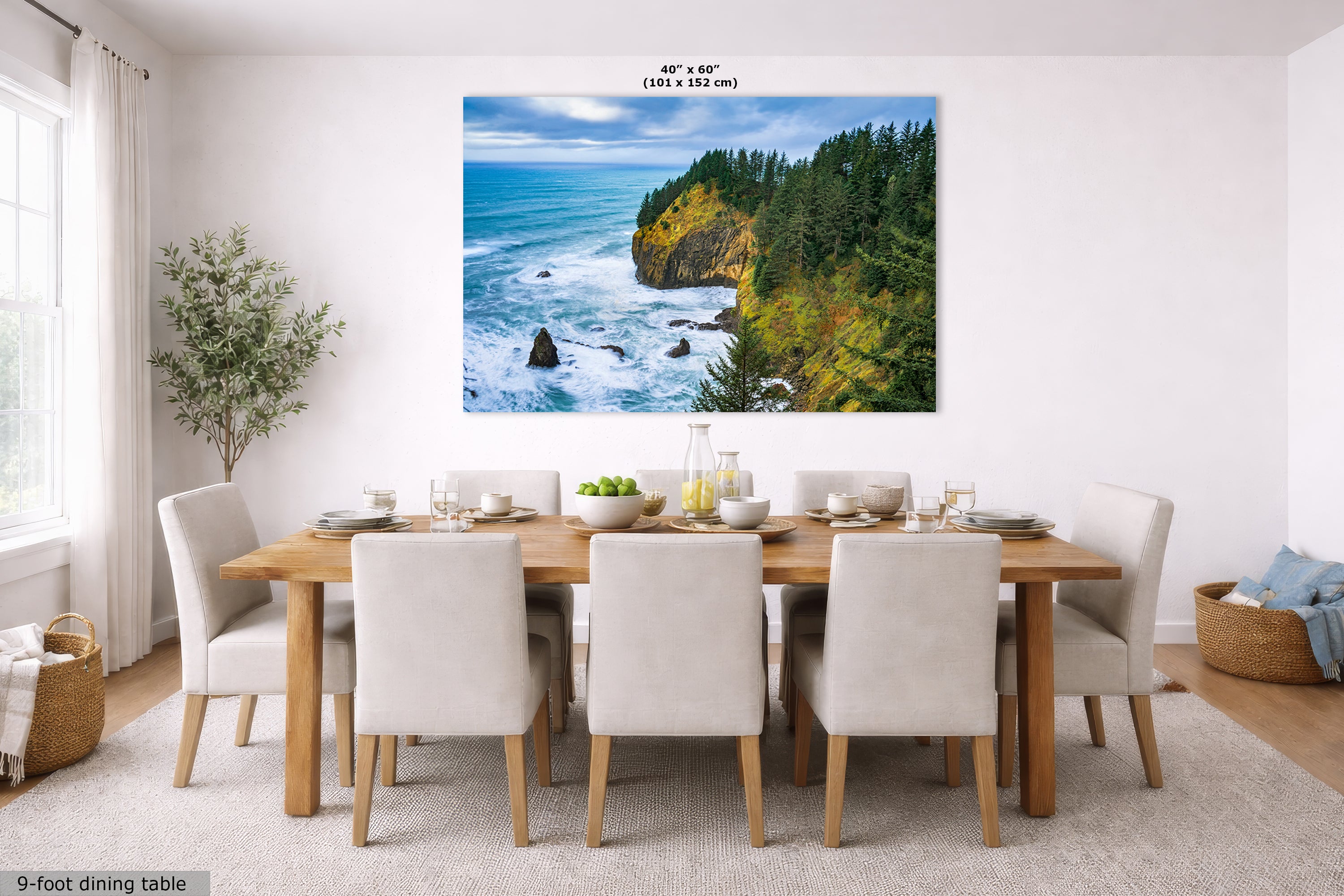 Oregon Coast Ocean Picture, Pacific Northwest Coastline Nature Photo Relaxation Artwork for Meditation, Apartment, Office & House Decor