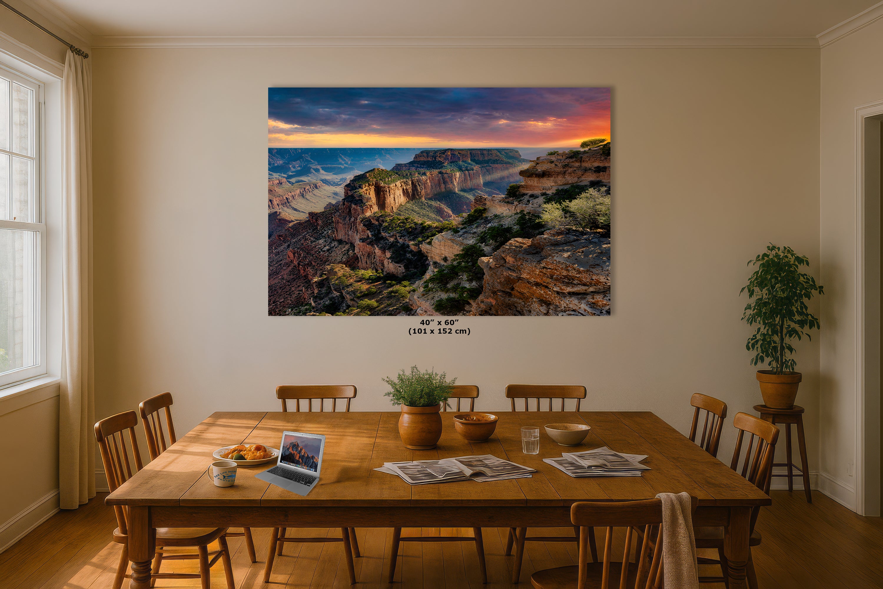 Grand Canyon National Park, North Rim Cape Royal, Arizona Desert Picture Nature Photo, Bohemian Style Relaxation Artwork for Meditation, Apartment, Office & House Decor