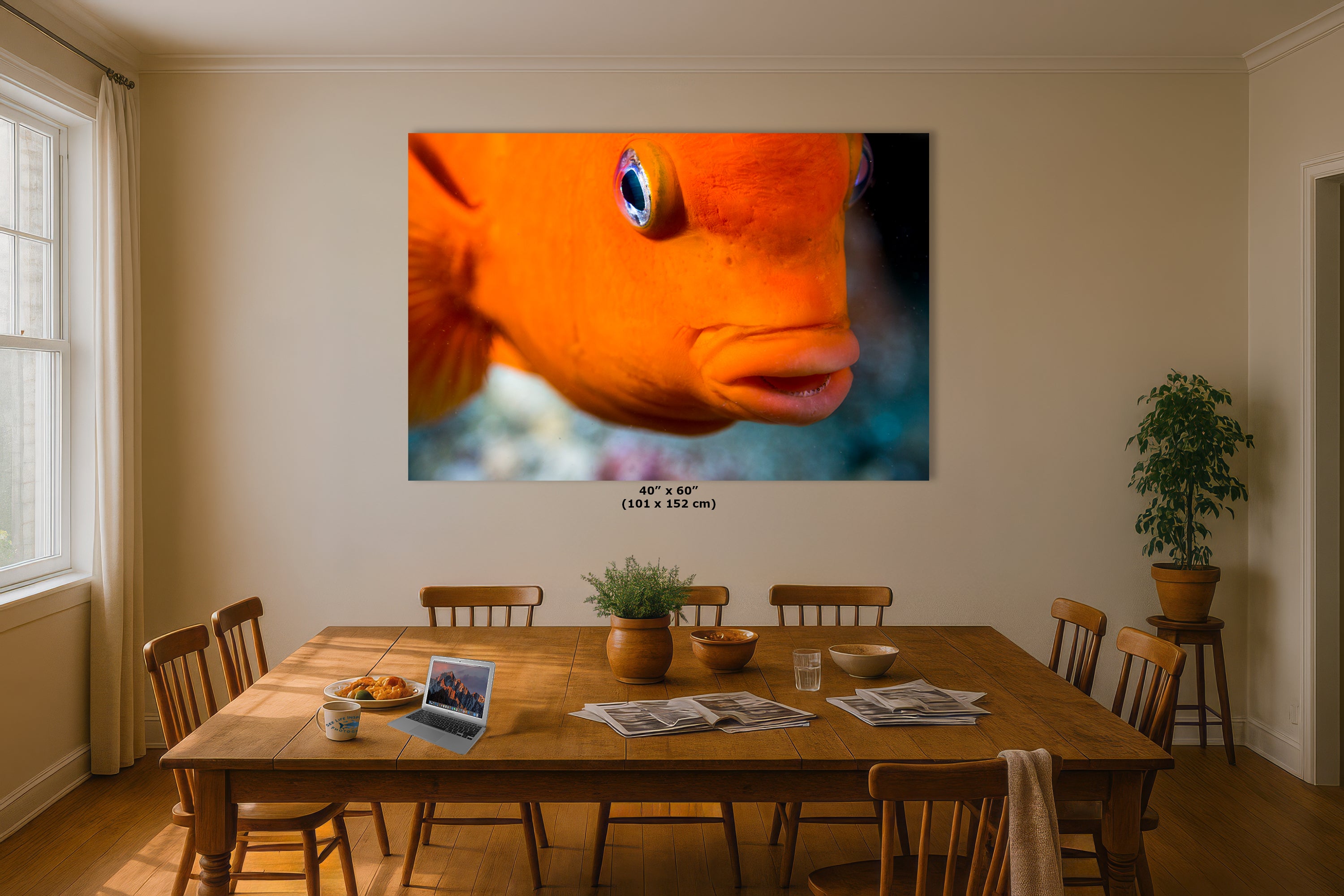 Garibaldi Fish Marine Biology Ocean Life, Underwater Scenery Nature Photo, California Marine Inhabitant, Nature Decor, Relaxation Artwork