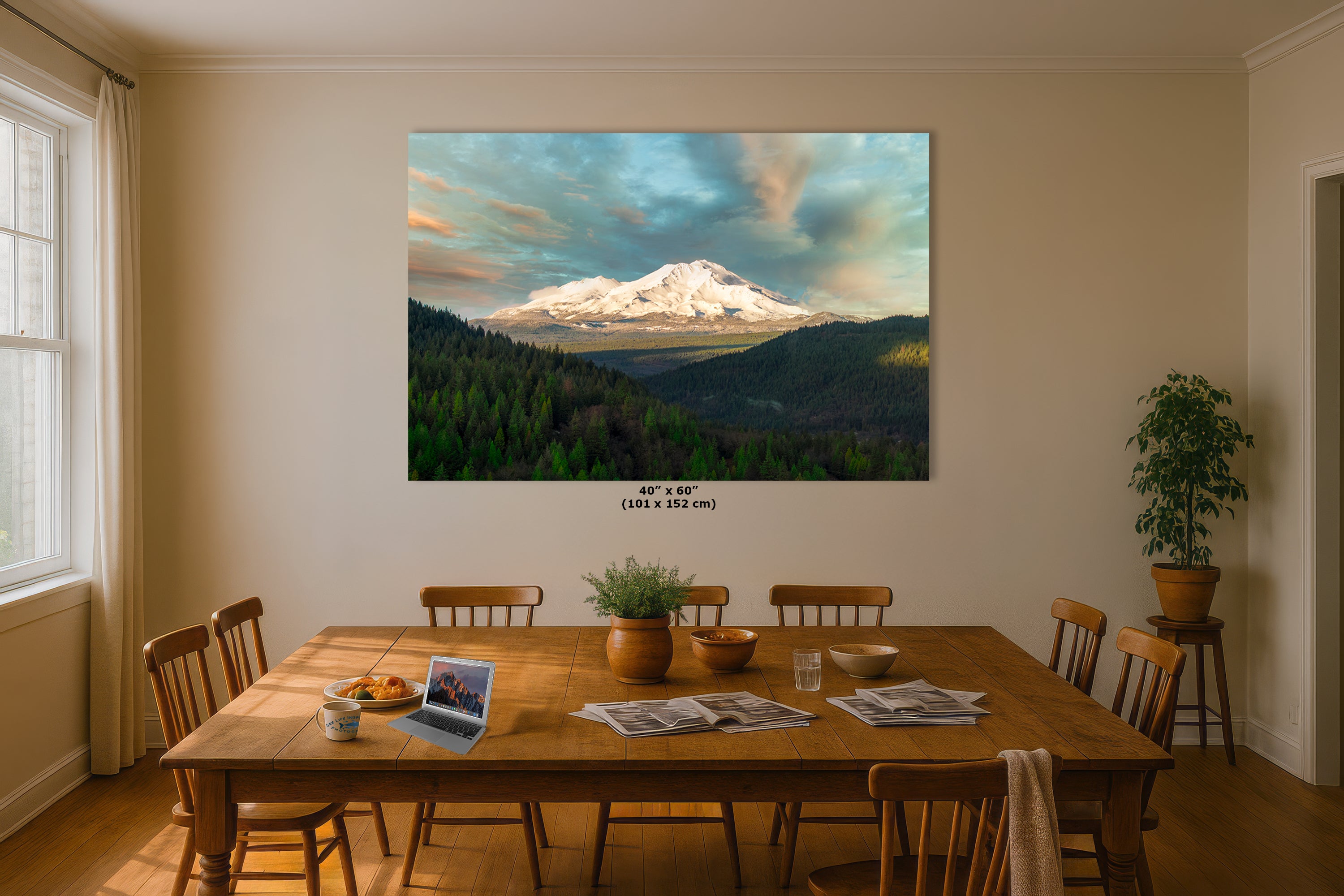 Mount Shasta Mountain Picture Nature Photo, California Mountain Relaxation Artwork for Meditation, Office, Apartment and House Decor