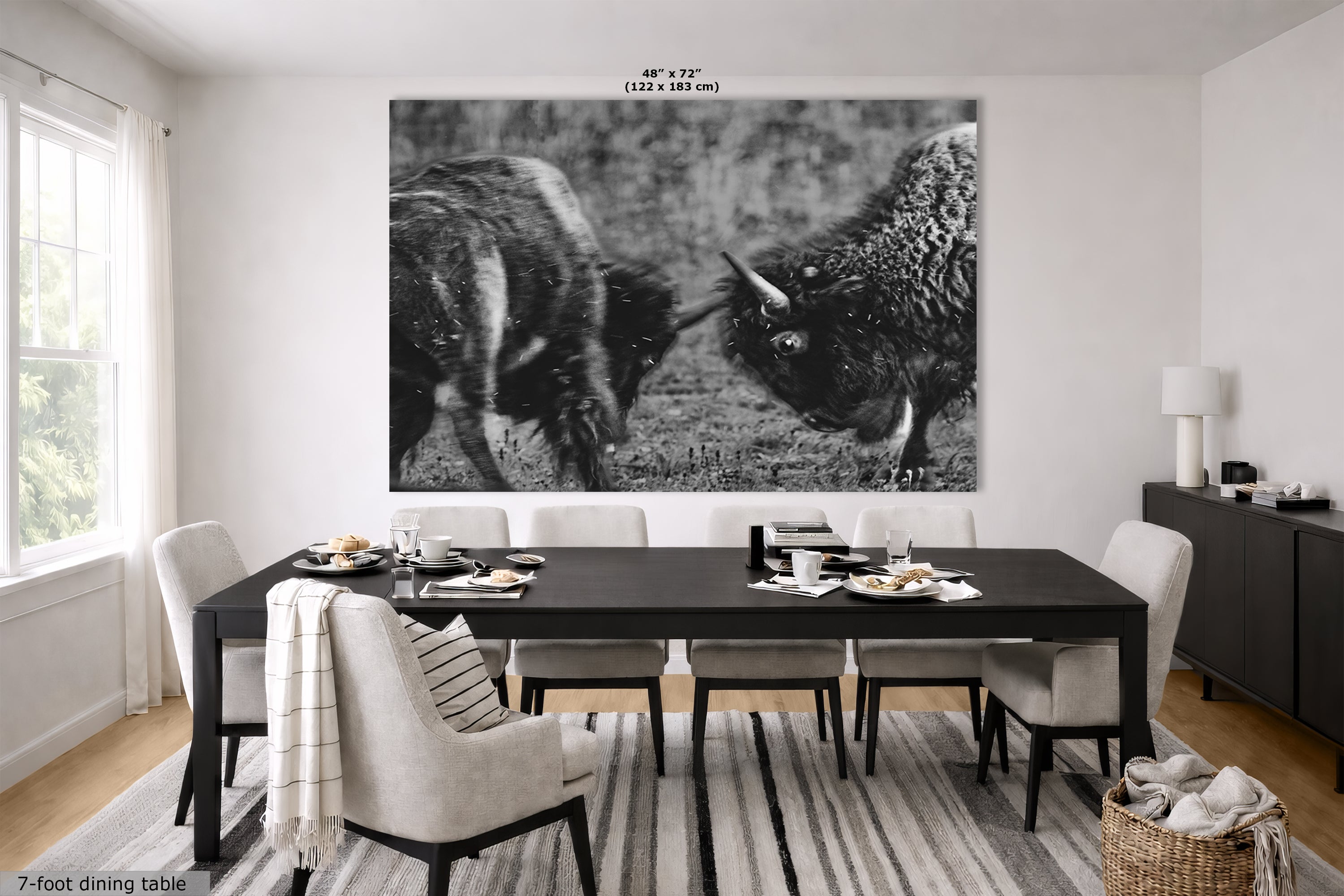 Buffalo Artwork Wildlife Photography, Black and White Bison Wall Decor, Rustic Cabin Animal Print, Nature Wall Art for Home or Office