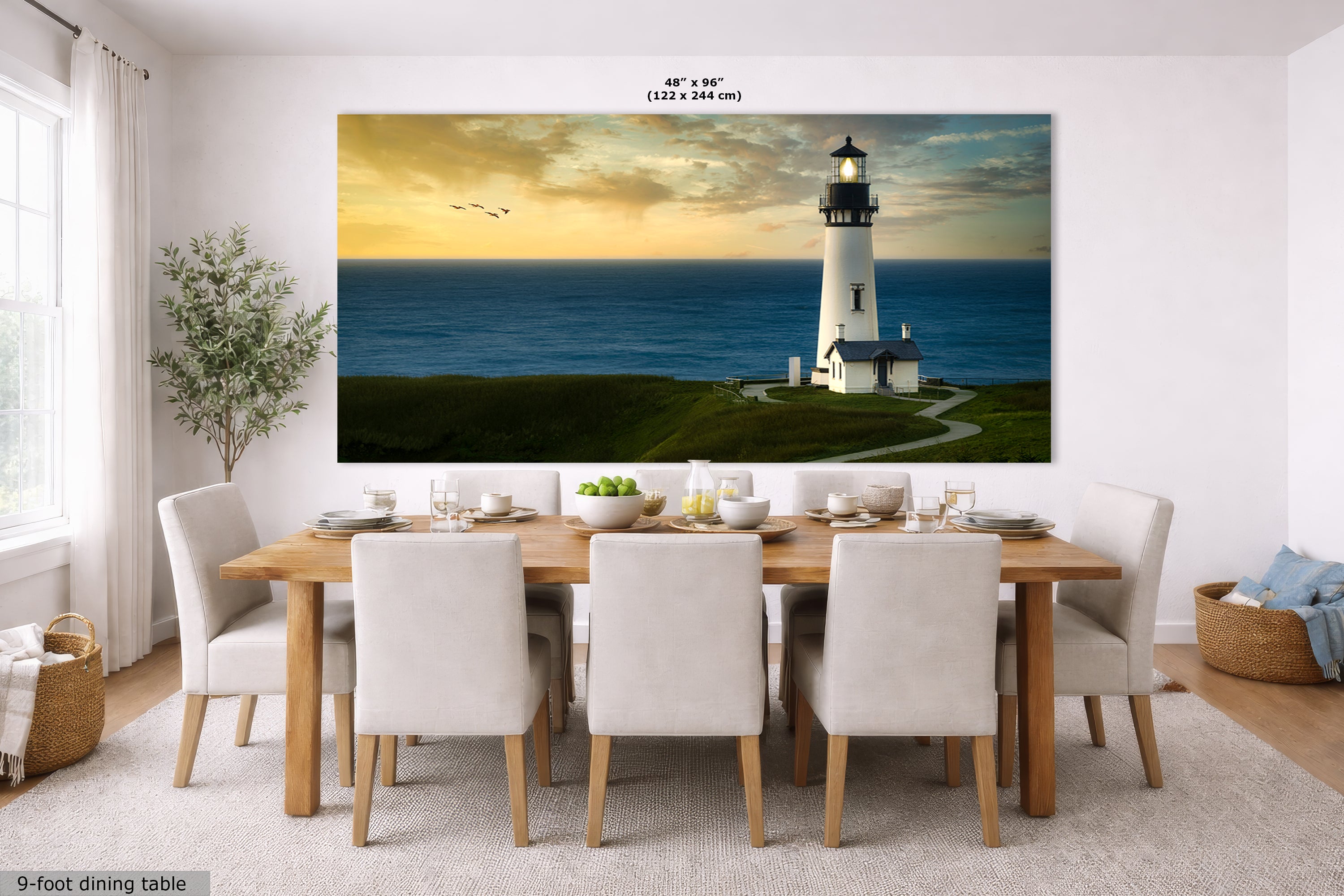 Yaquina Head Lighthouse Picture, Oregon Coast Ocean Picture, Pacific Northwest Beach Photo Wall Art for Office and Relaxation