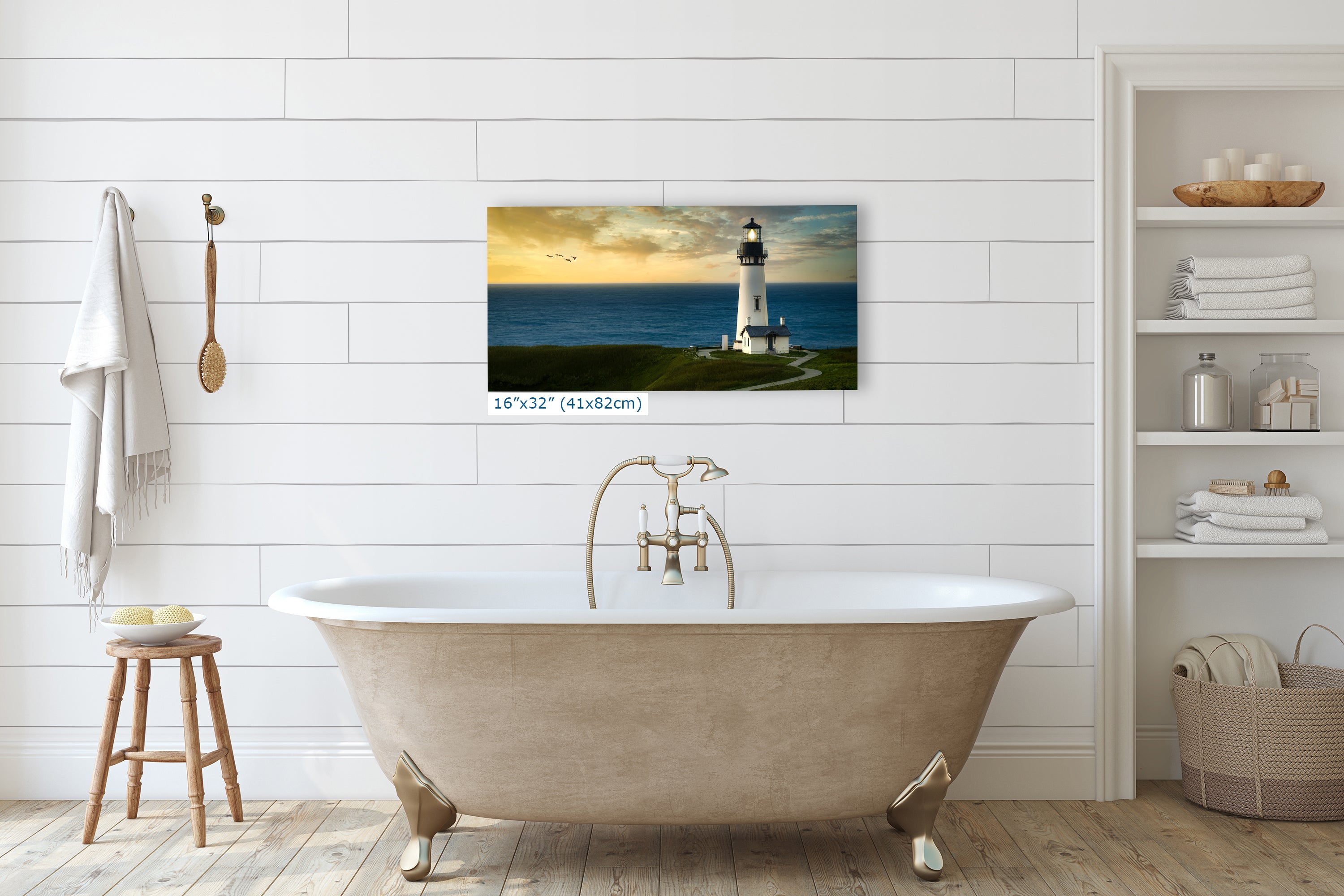 Yaquina Head Lighthouse Picture, Oregon Coast Ocean Picture, Pacific Northwest Beach Photo Wall Art for Office and Relaxation
