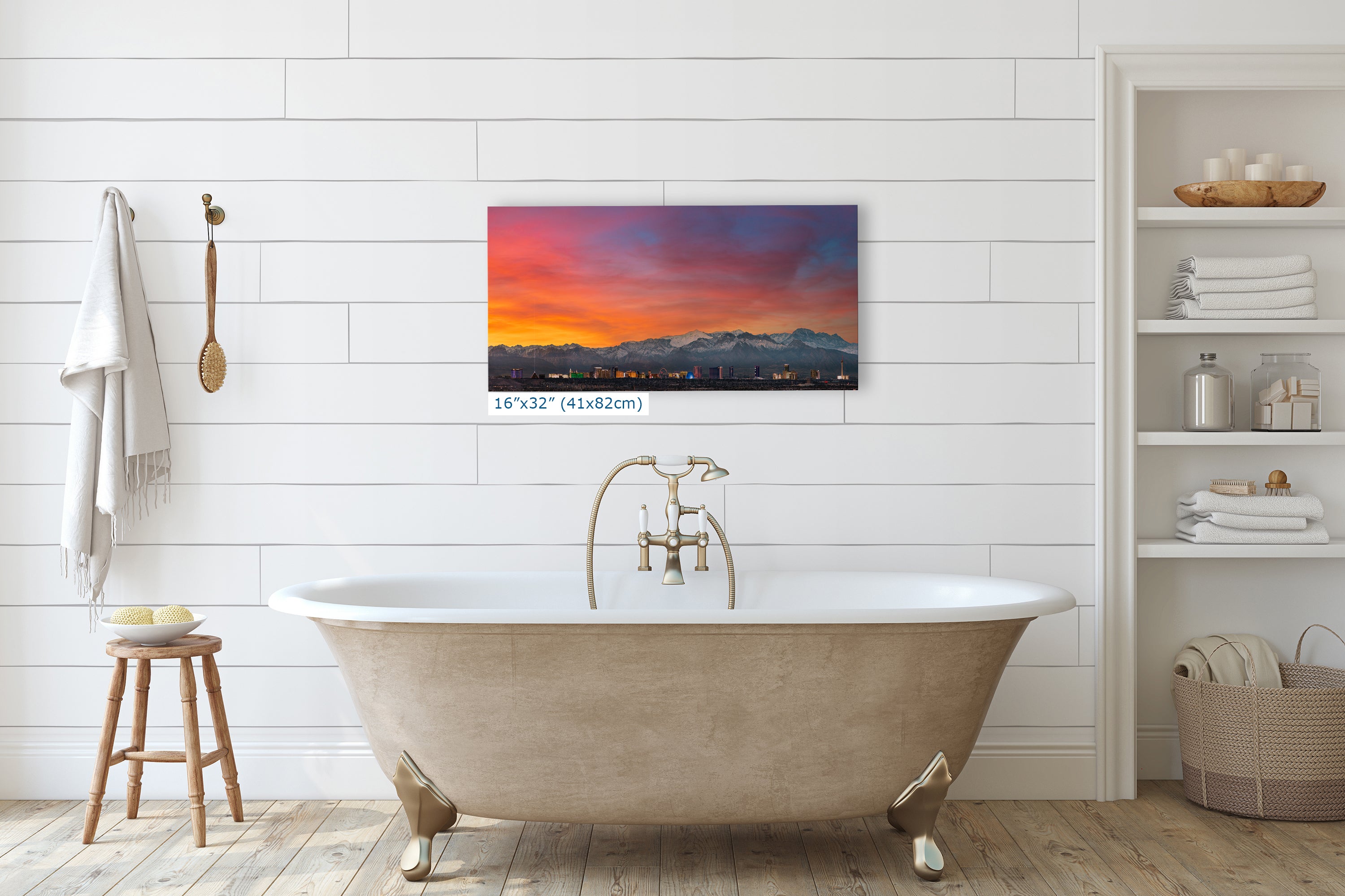Las Vegas Nevada Panorama Photo Skyline Art Print House Decor, Desert Sunset Wall Art, on Premium Paper, Aluminum Metal, or Canvas
