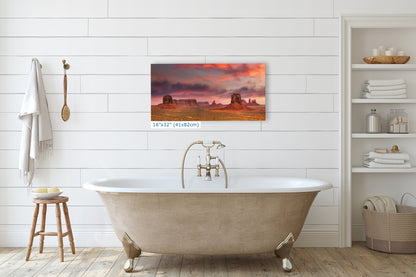 Monument Valley Arizona Desert Picture Nature Photo Panorama, Bohemian Style Relaxation Artwork for Meditation, Apartment, Office & House Decor