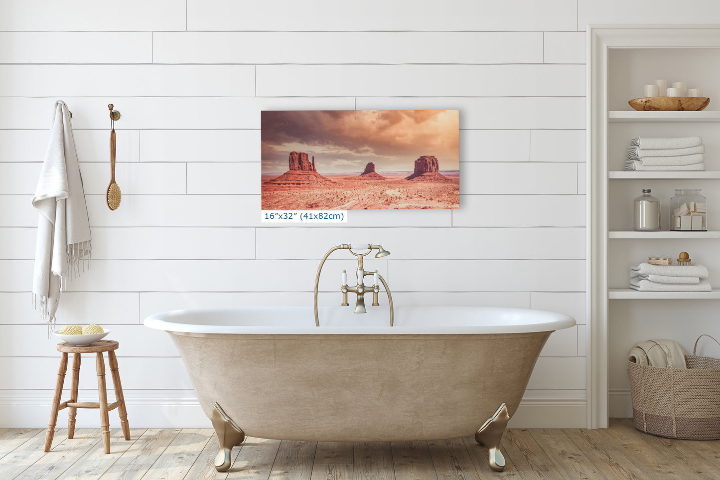 Monument Valley Panorama Arizona Desert Picture Nature Photo, Bohemian Style Relaxation Artwork for Meditation, Apartment, Office & House Decor