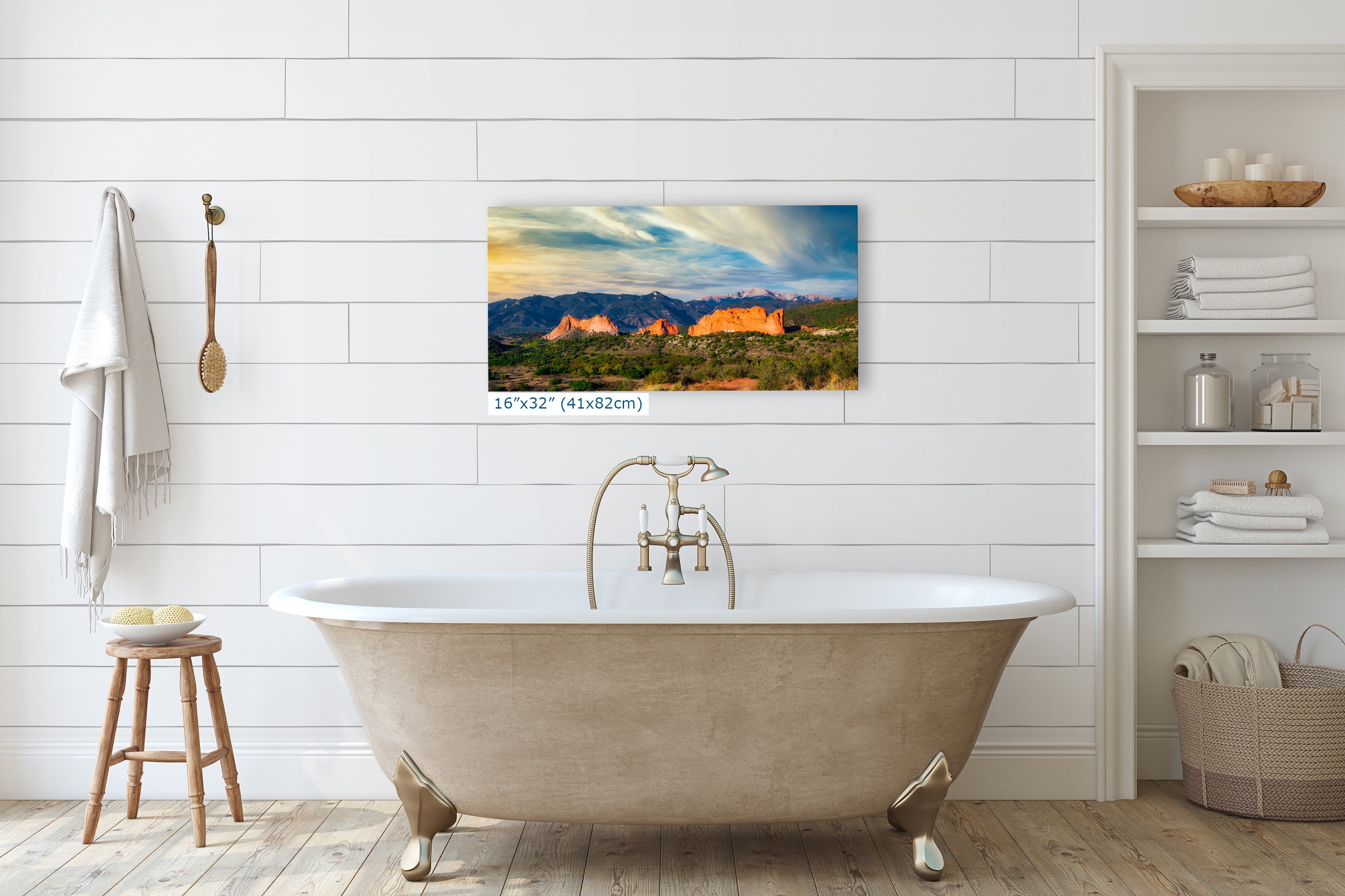 Garden of the Gods & Pikes Peak Colorado Mountain Picture Nature Photo, Rocky Mountain Relaxation Artwork for Meditation/Office/House Decor