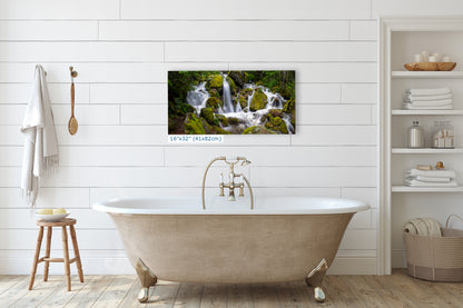 Oregon Pacific Northwest Waterfall Picture Nature Photo Relaxation Artwork in Bohemian Style for Meditation, Office, Apartment, House Decor